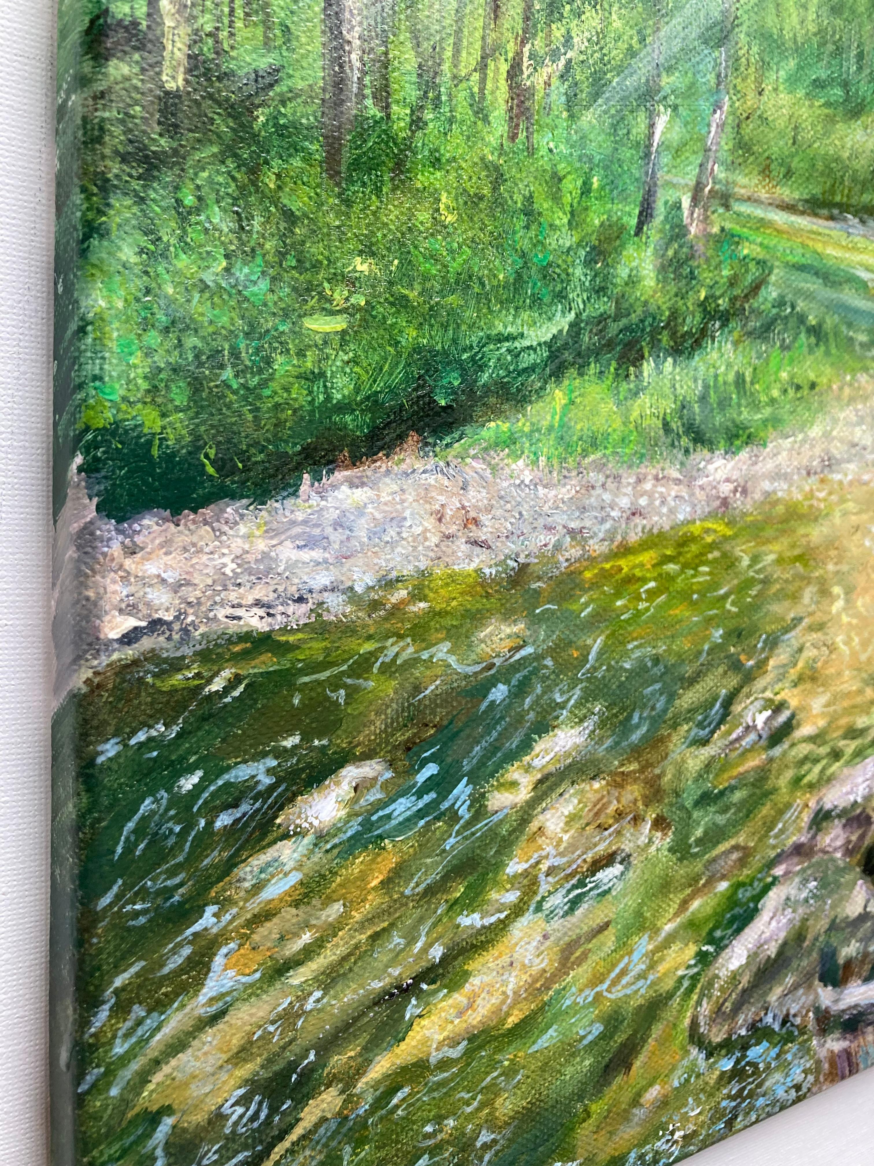 This painting received a bronze award in the World Conclave of Painting in the Nature Painting competition October 2022. Nova Scotia, Canada.
 In my painting I have captured the calm and refreshing atmosphere of a forest. The combination of acrylic