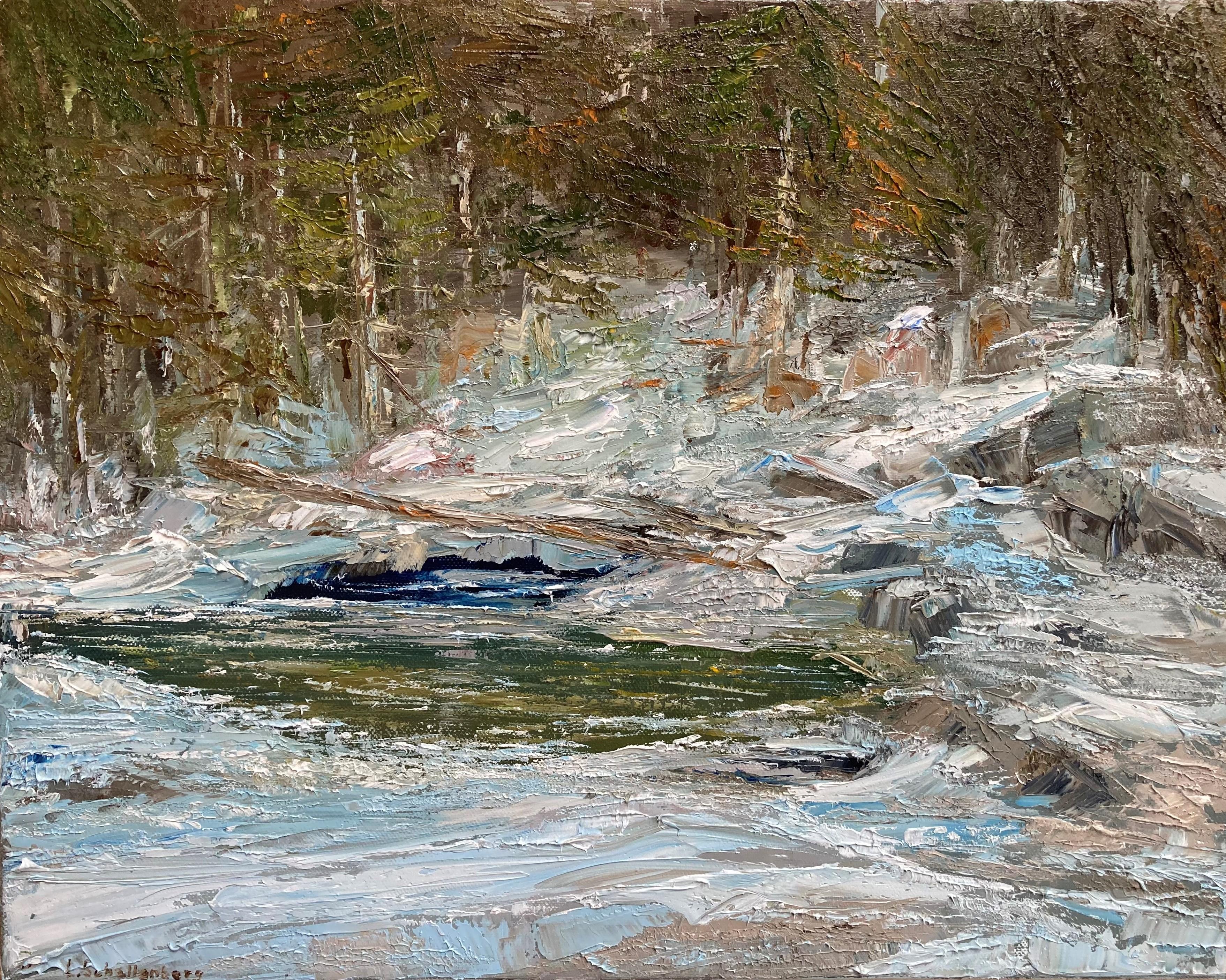 Lusie Schellenberg Landscape Painting – Forest Lake. Original-Gemälde
