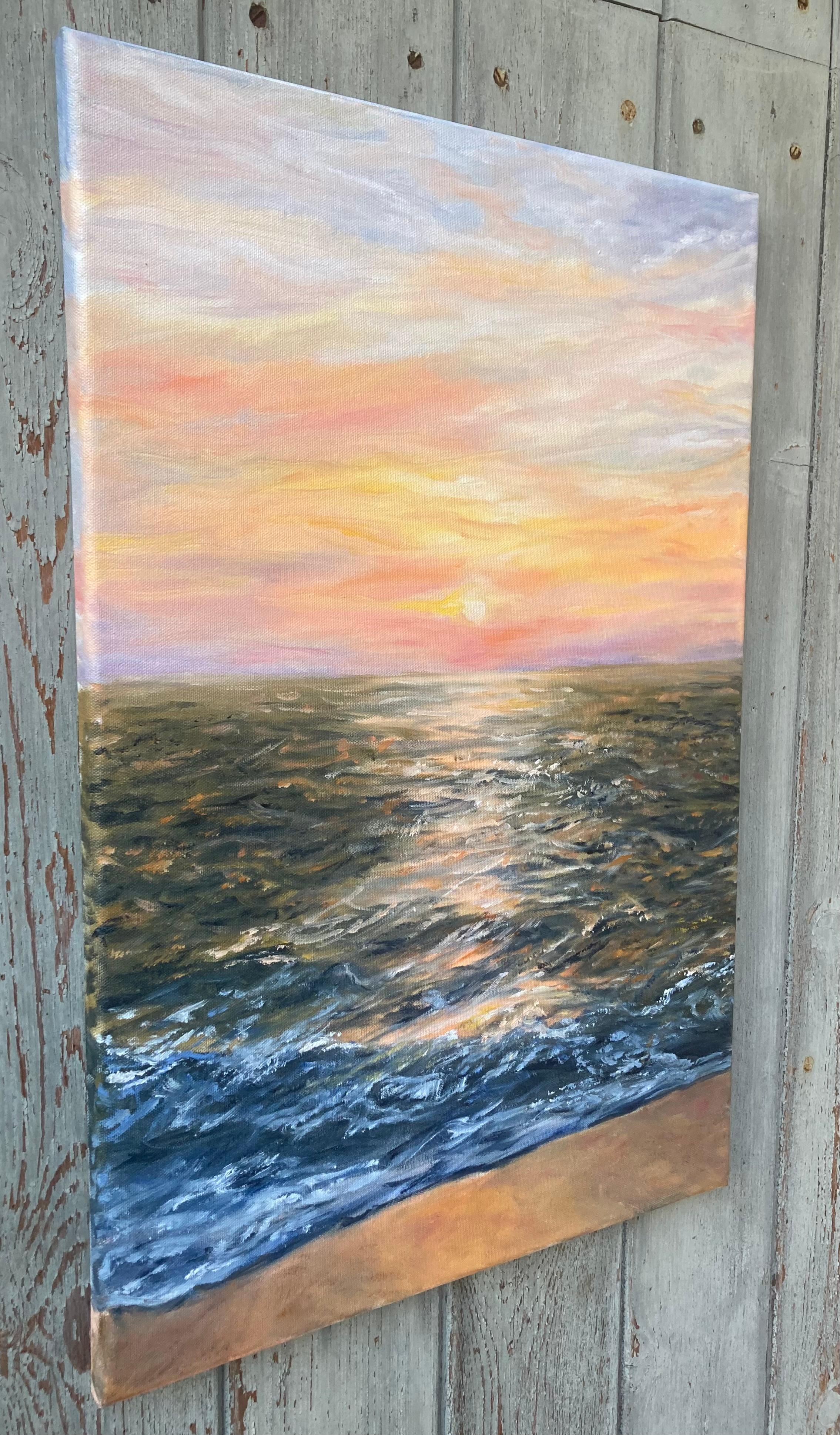Blenden Sie die Wellen. Original-Gemälde – Painting von Lusie Schellenberg