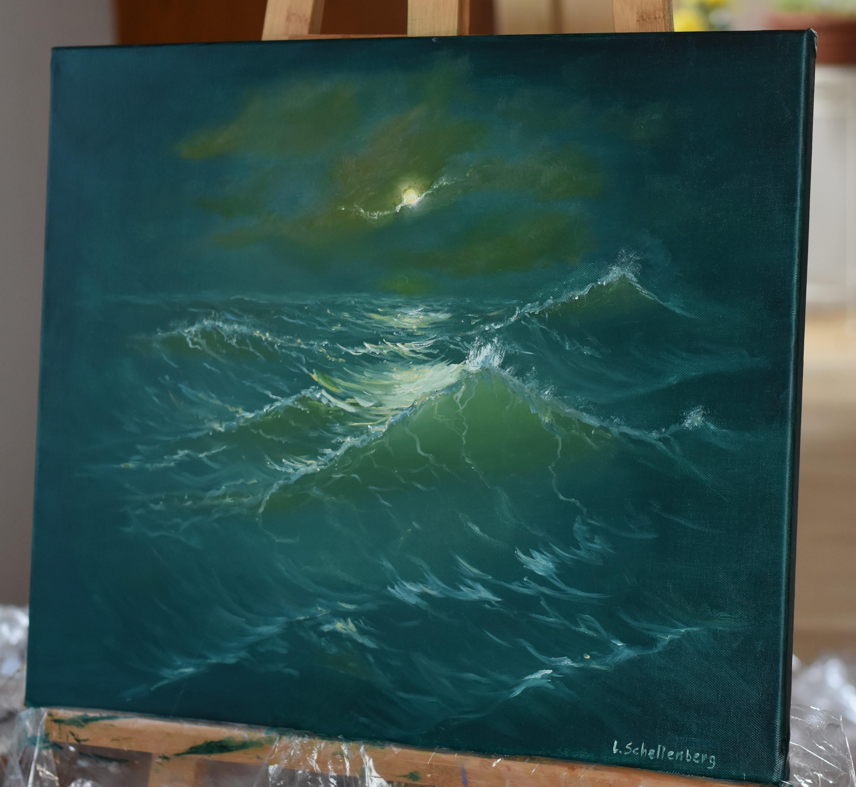Moon vawe. Original-Gemälde (Impressionismus), Painting, von Lusie Schellenberg