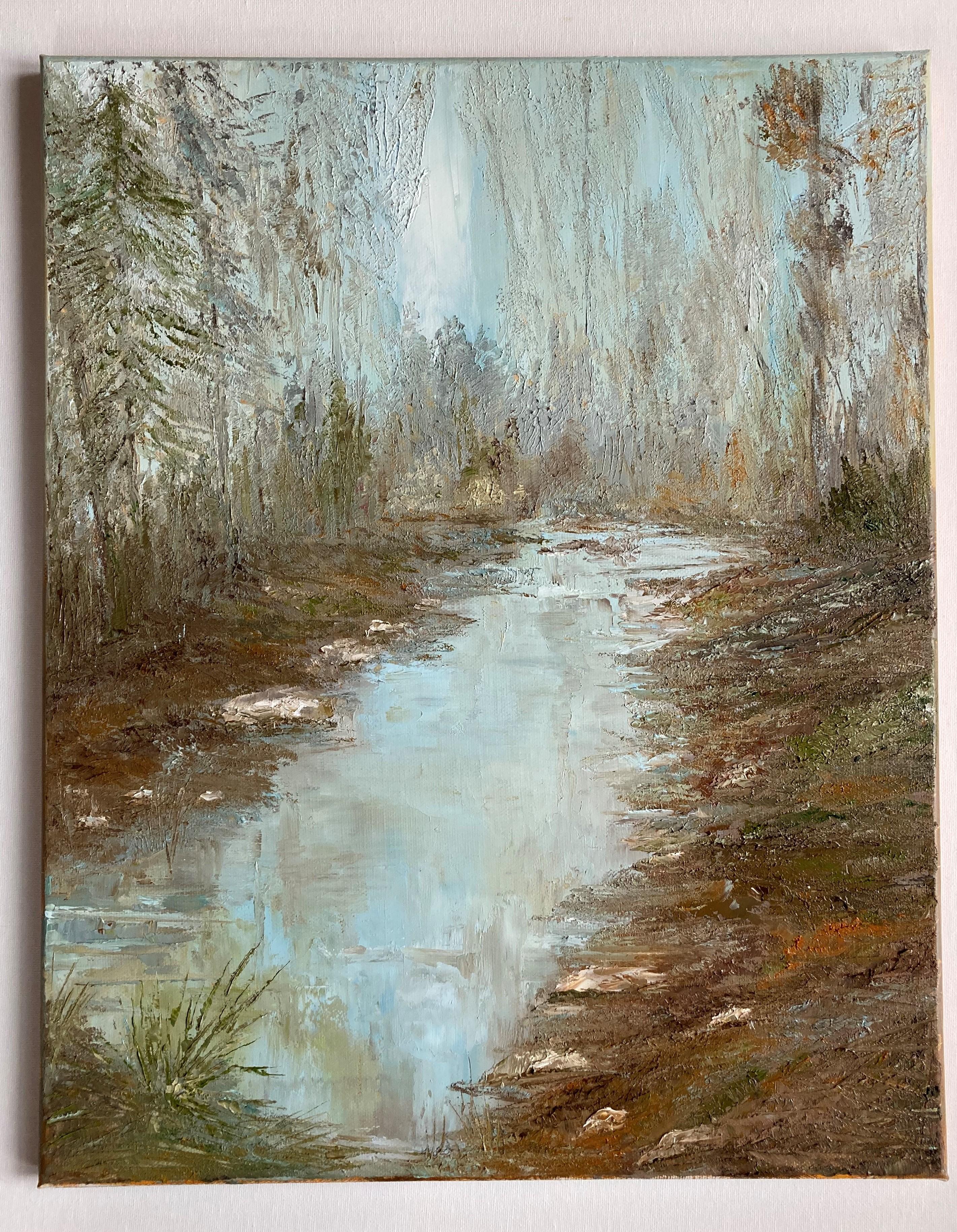 In meinem Werk habe ich die Stille und Melancholie des Novembers eingefangen. 
Mit Ölfarben habe ich eine Symbiose aus Impressionismus und Halbabstraktion geschaffen. Die realistischen Details vermischen sich mit feinen künstlerischen Noten und
