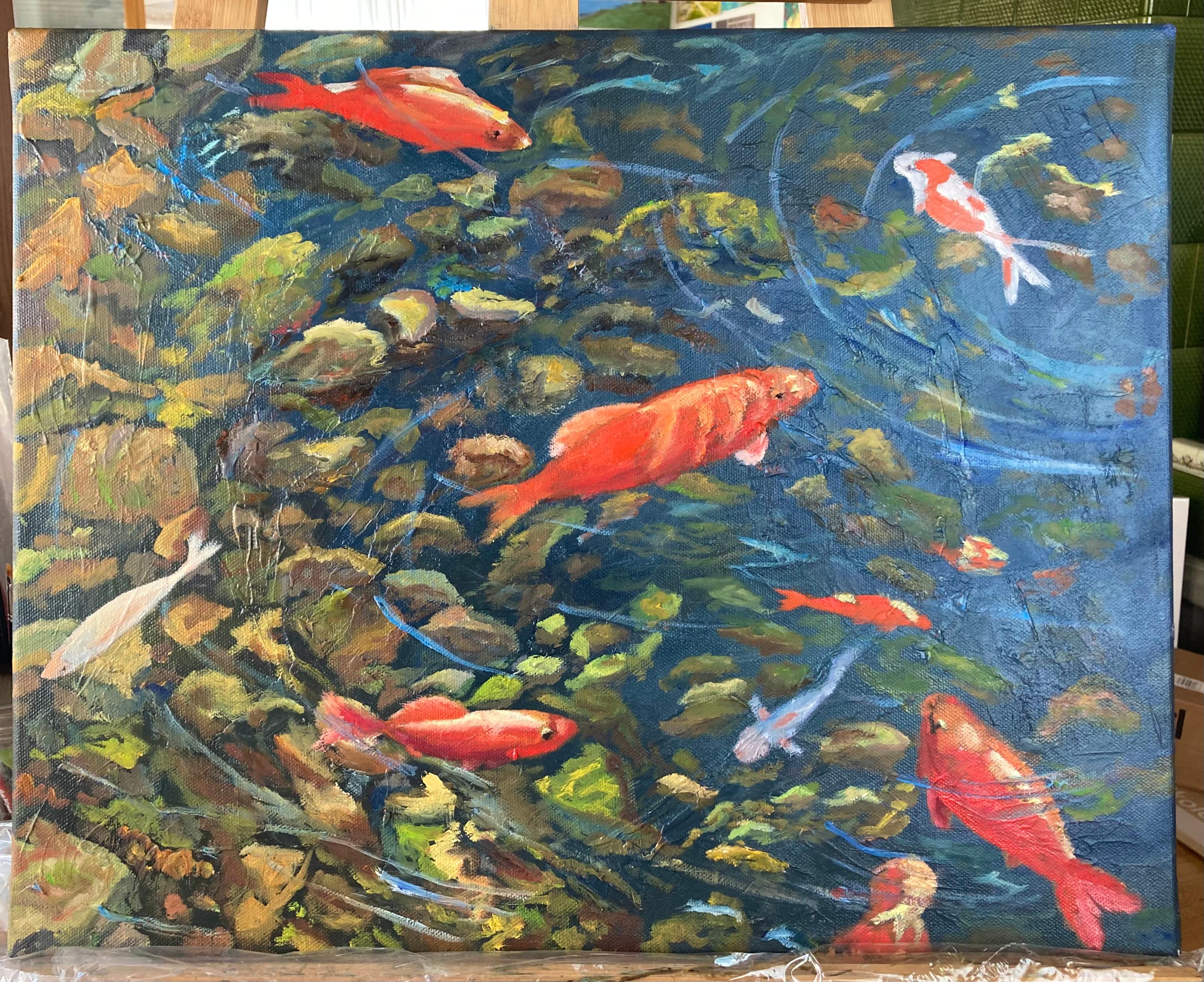 Red fish. Original painting For Sale 5
