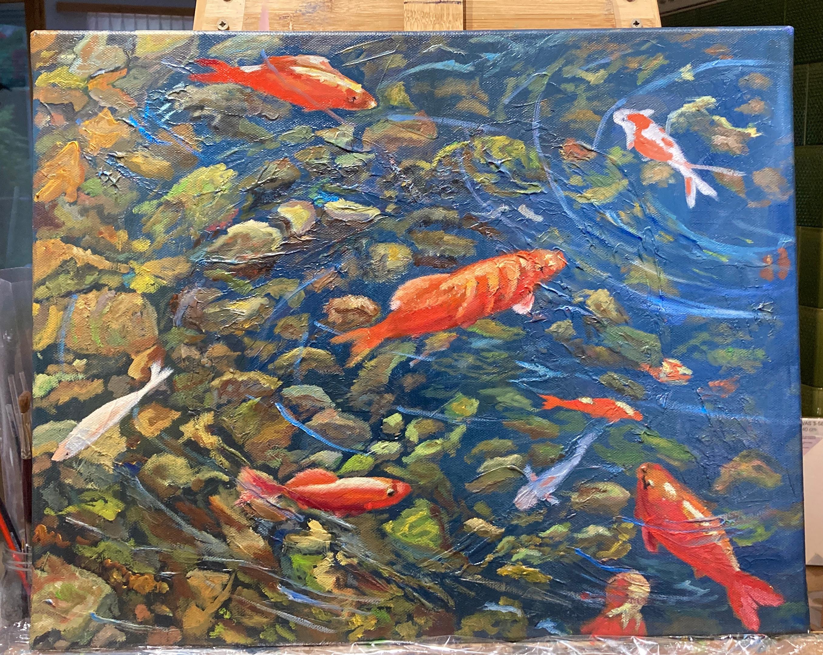 Red fish. Original painting - Painting by Lusie Schellenberg