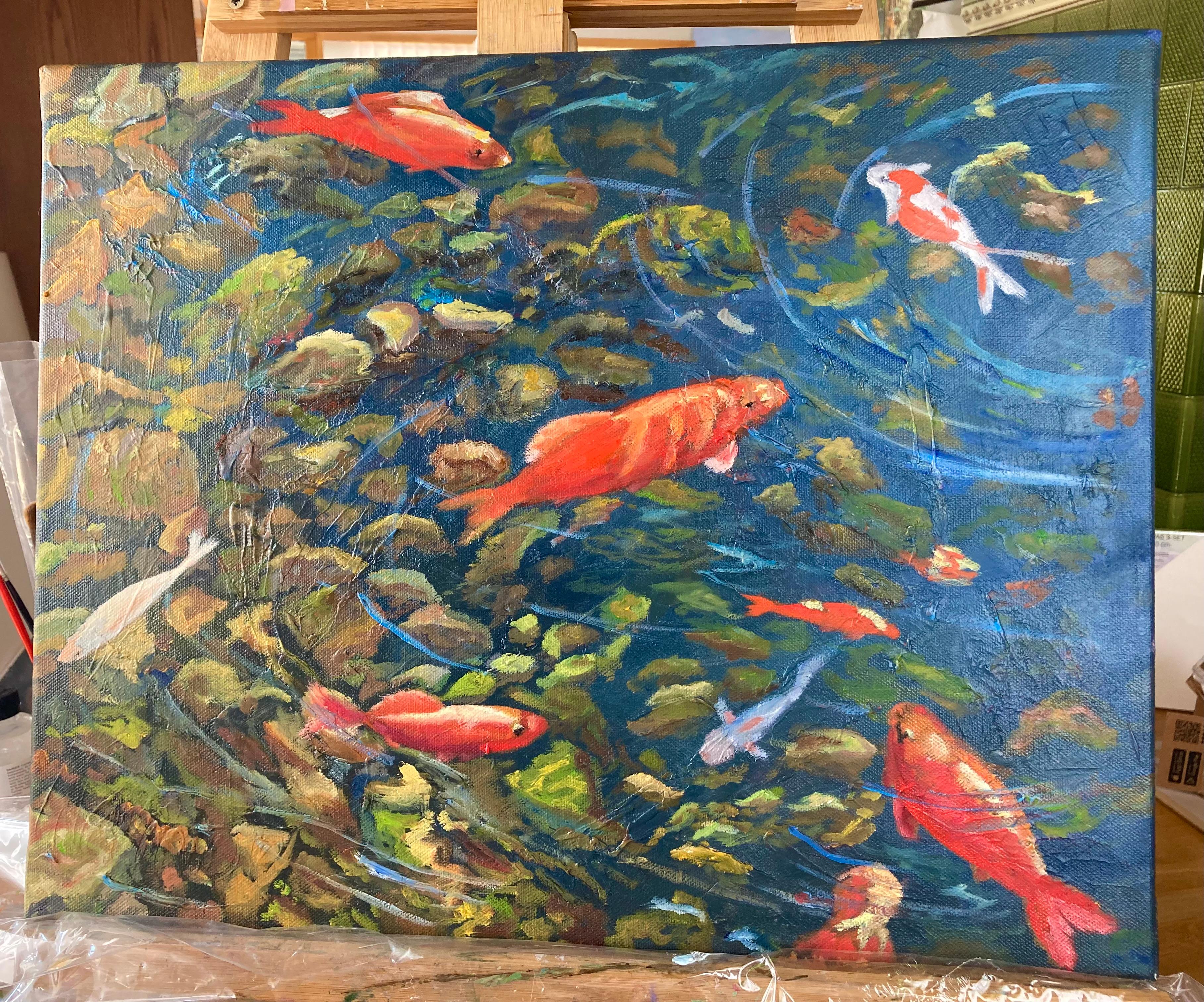 Red fish. Original painting For Sale 4