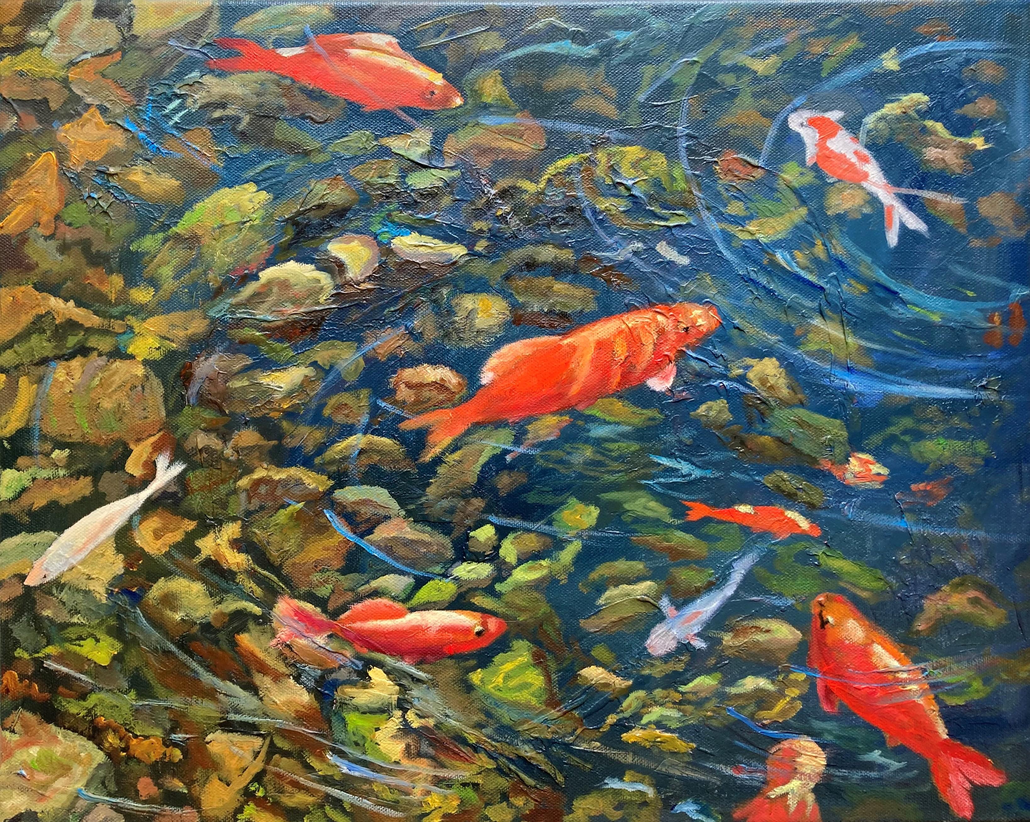 Roter Fisch. Original-Gemälde