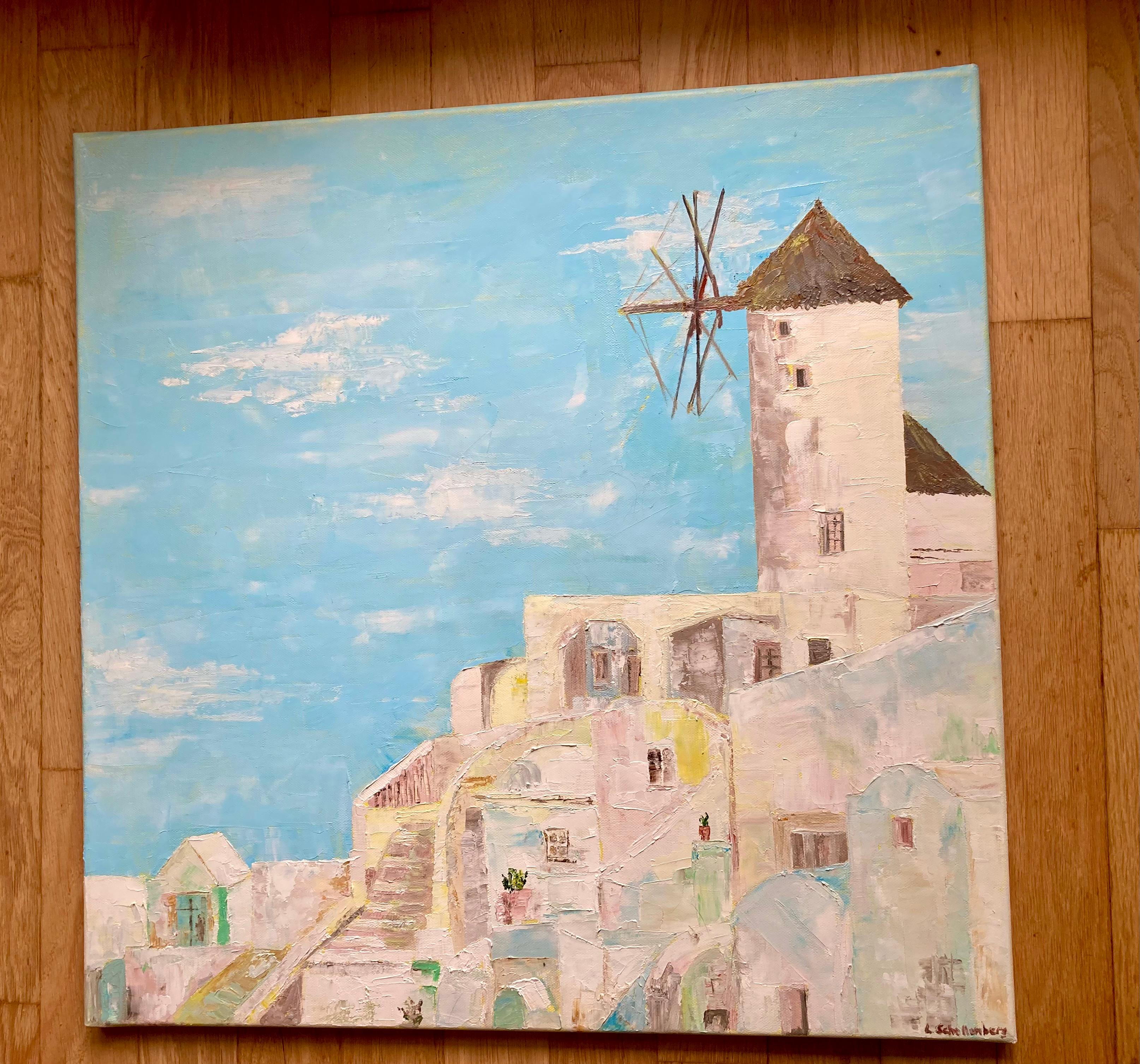 Santorini . Original painting - Painting by Lusie Schellenberg