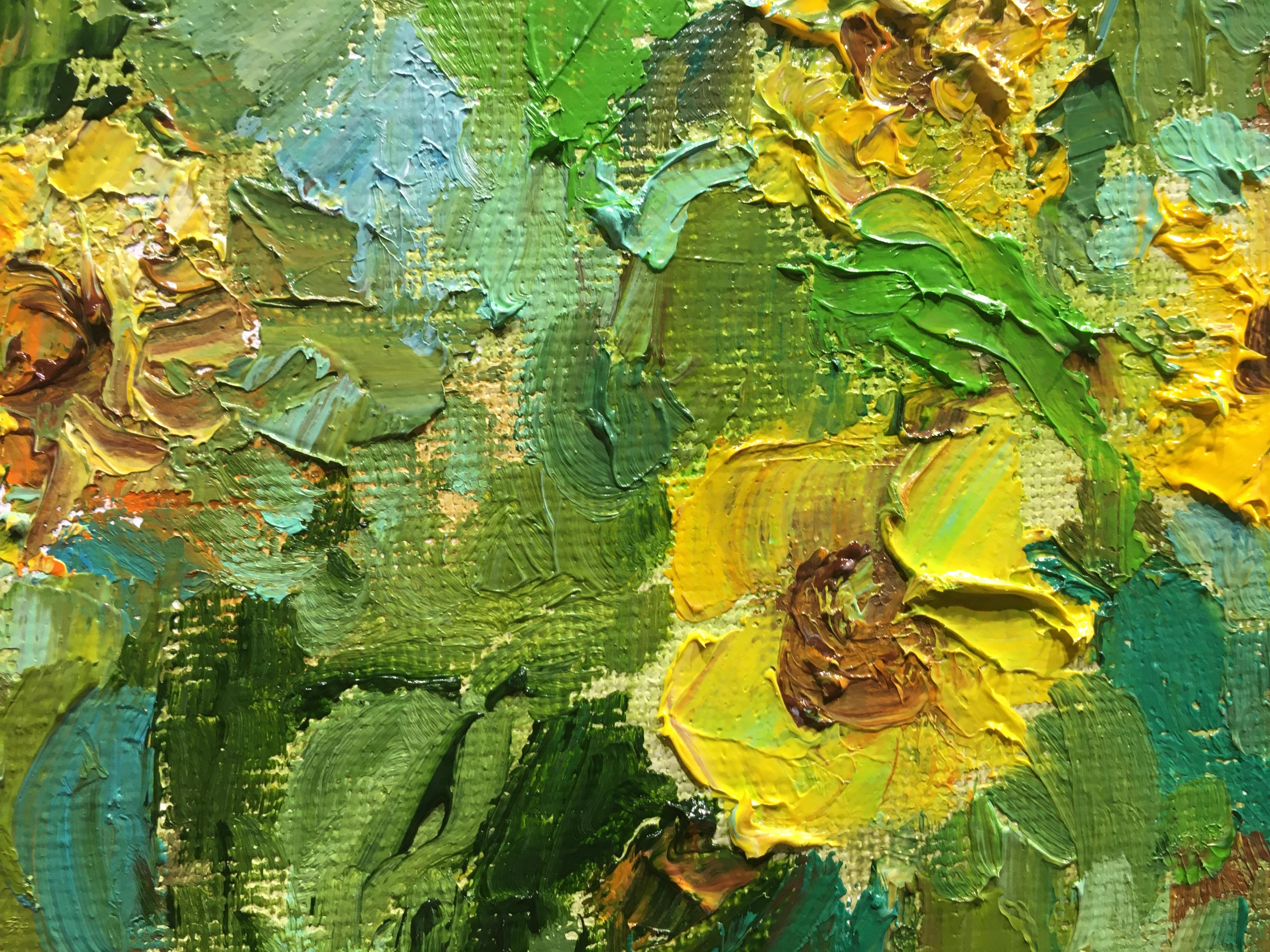 Sonneblumen. Pittura originale - Landscape Painting Marrone di Lusie Schellenberg