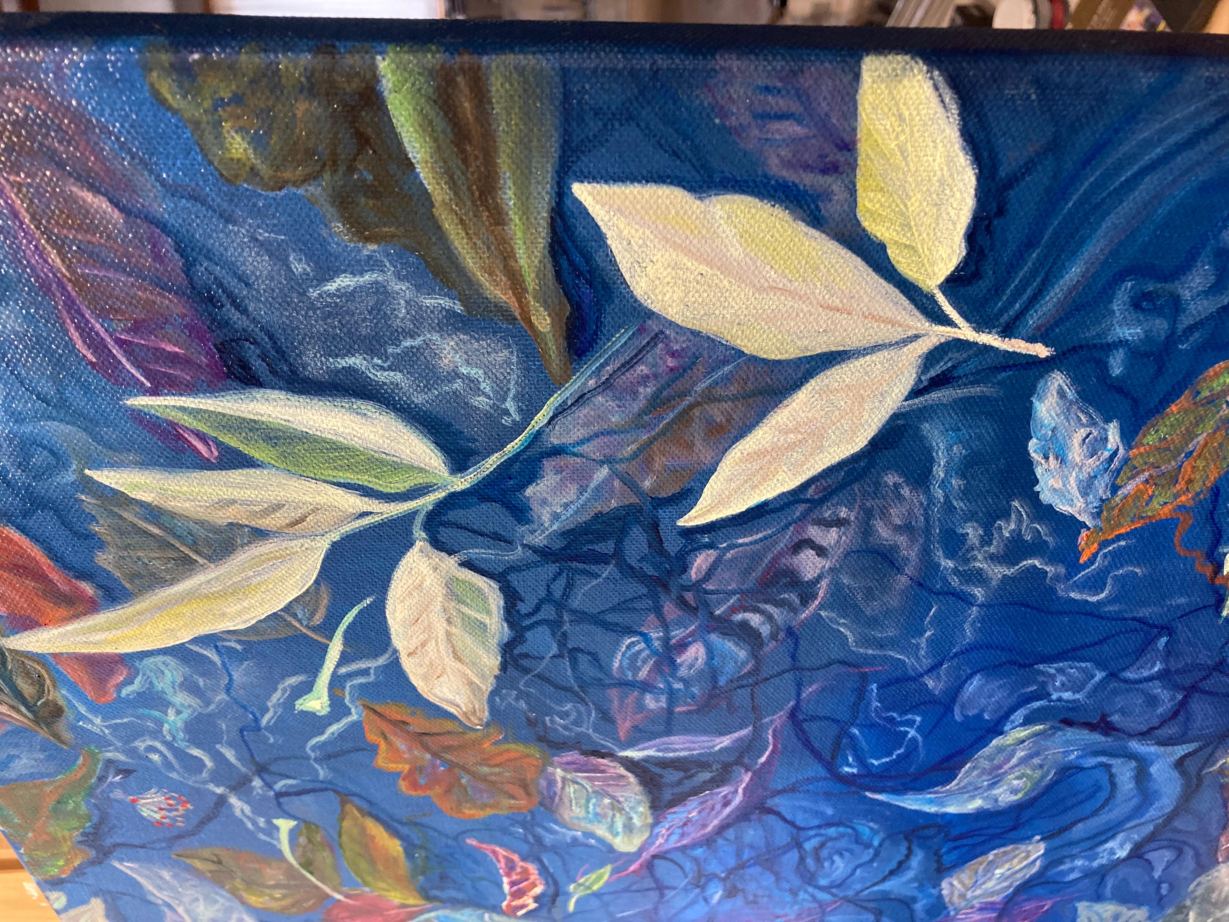 АHerbstwalzer. Original-Gemälde (Blau), Landscape Painting, von Lusie Schellenberg