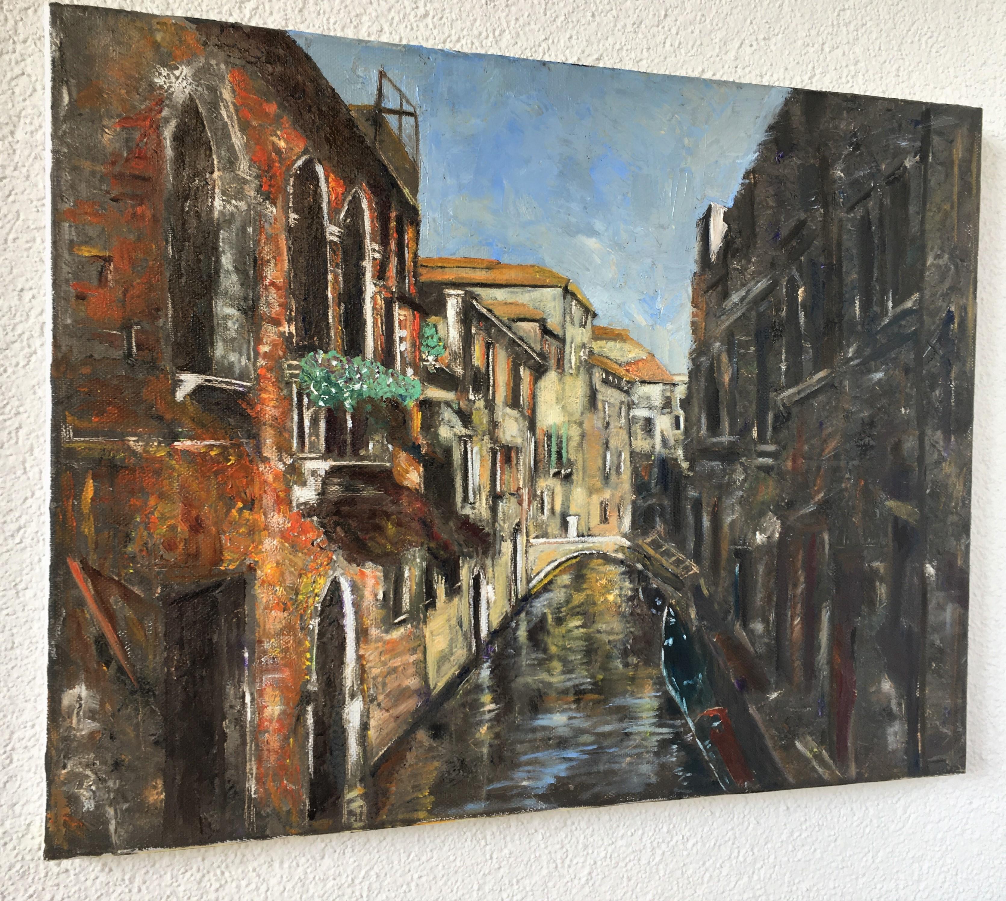 Venezia . Pittura originale - Landscape Painting Grigio di Lusie Schellenberg