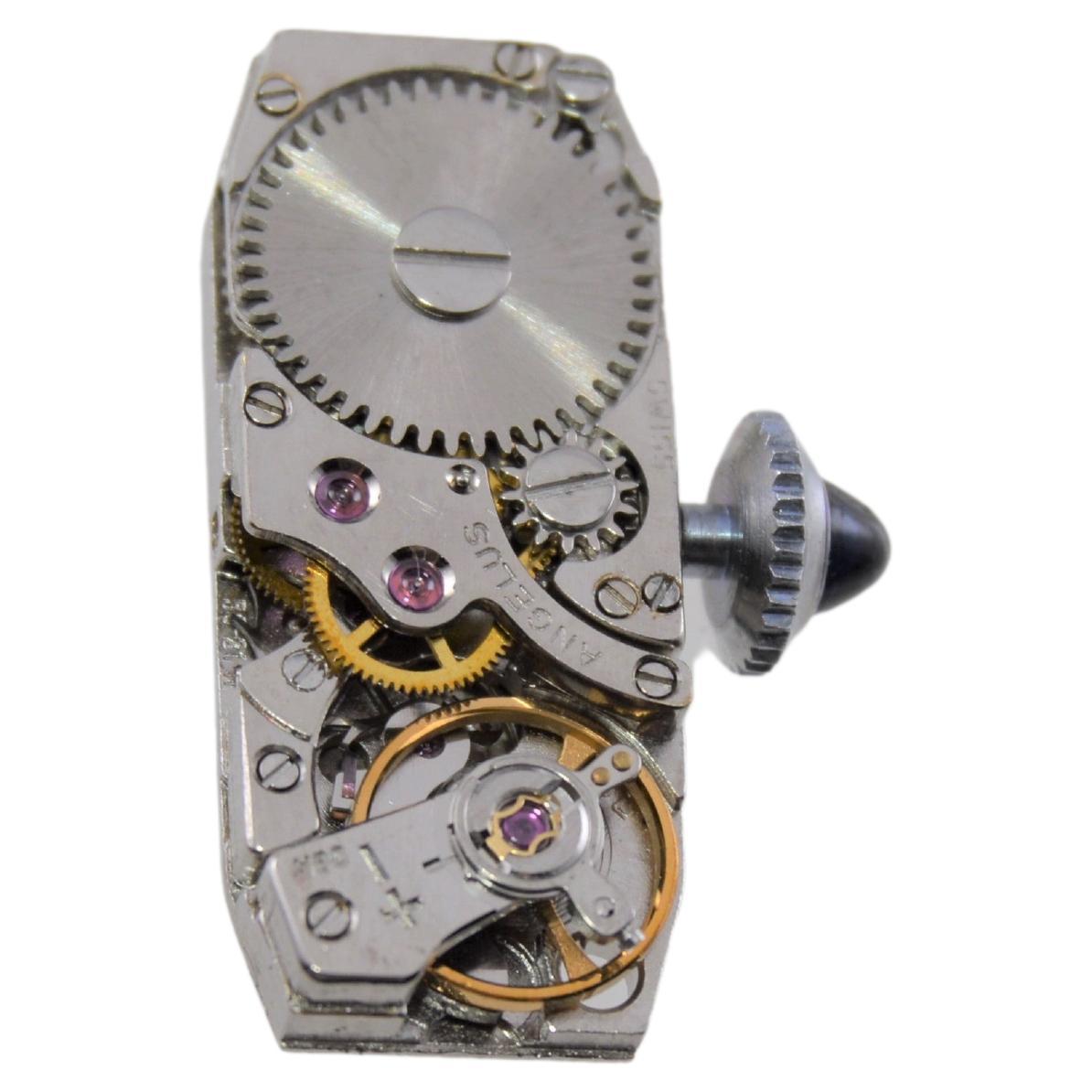 Lusina Platinum Art Deco Ladies Dress Watch with Articulated Case 1930's For Sale 6