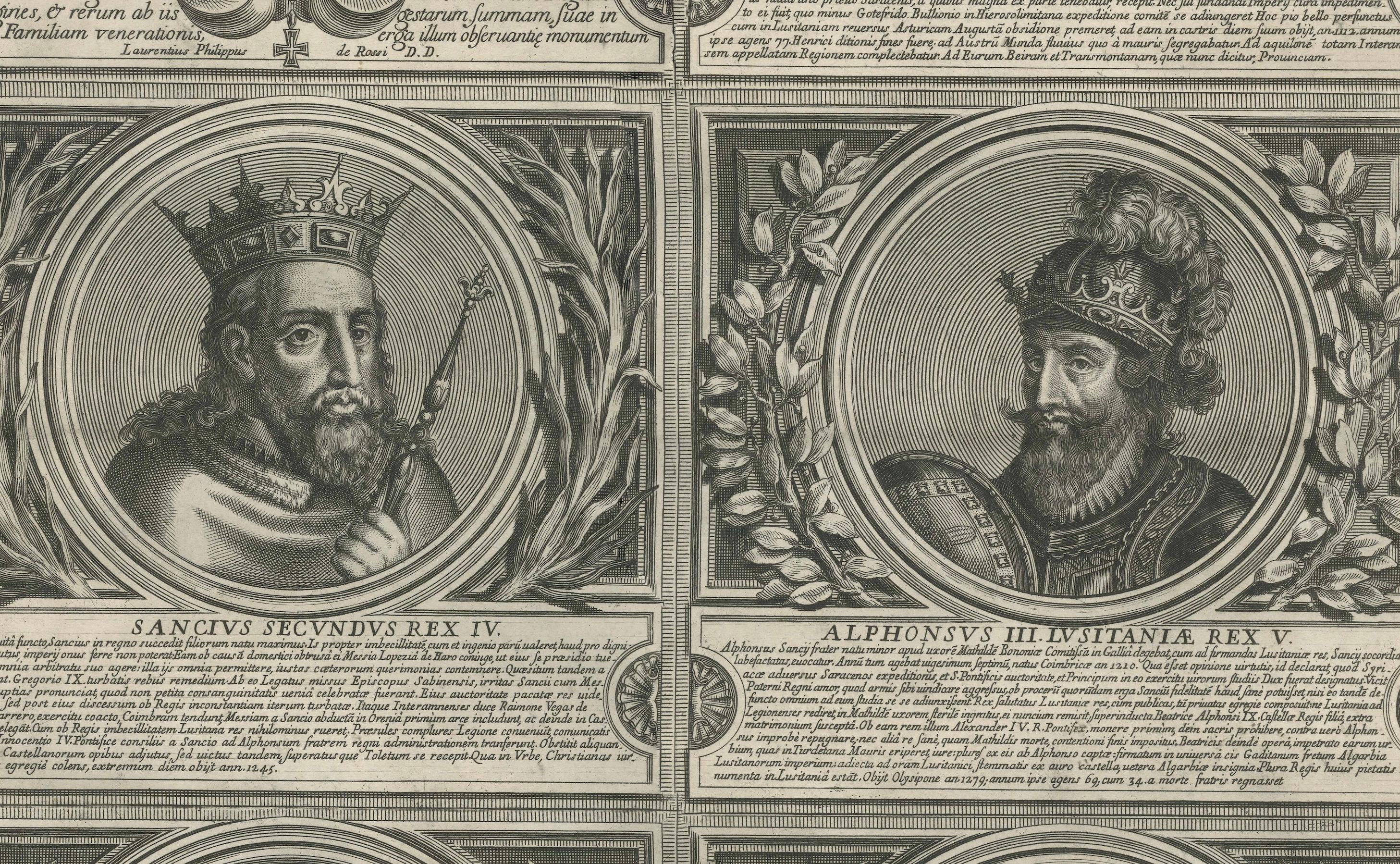 Lusitanorum Regum Icones – Complete Kings of Portugal Table, Rome c.1700