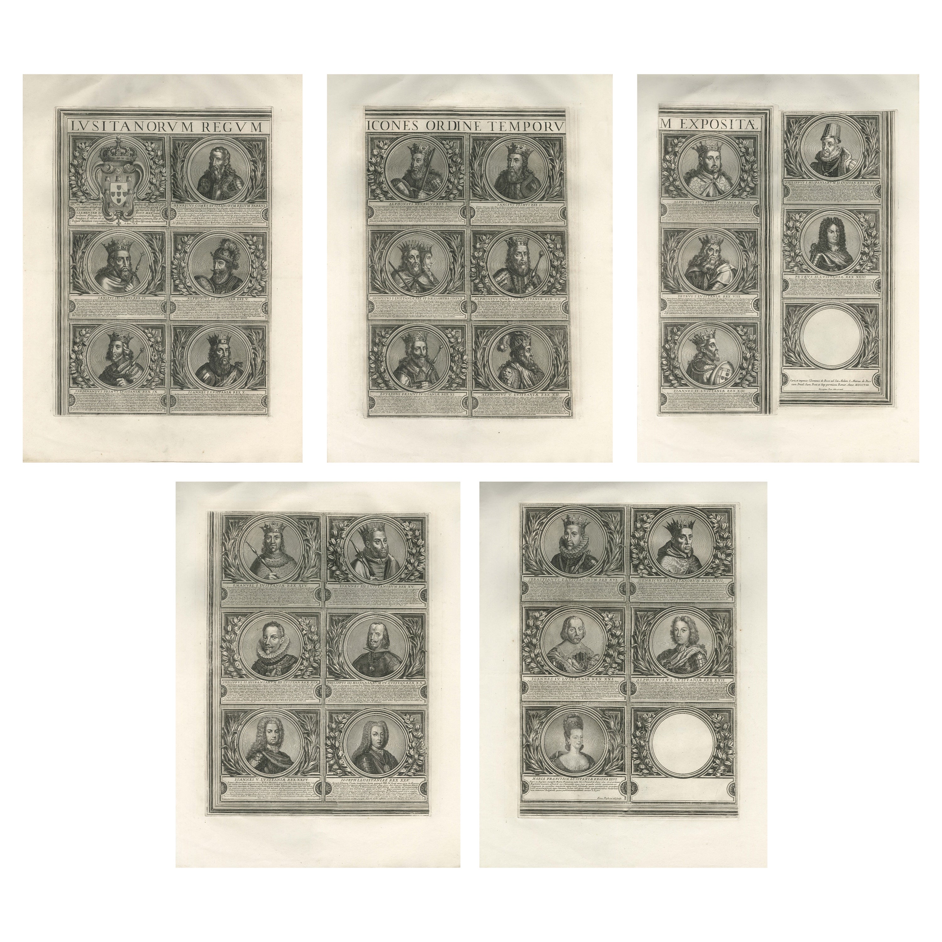 Lusitanorum Regum Icones – Complete Kings of Portugal Table, Rome c.1700