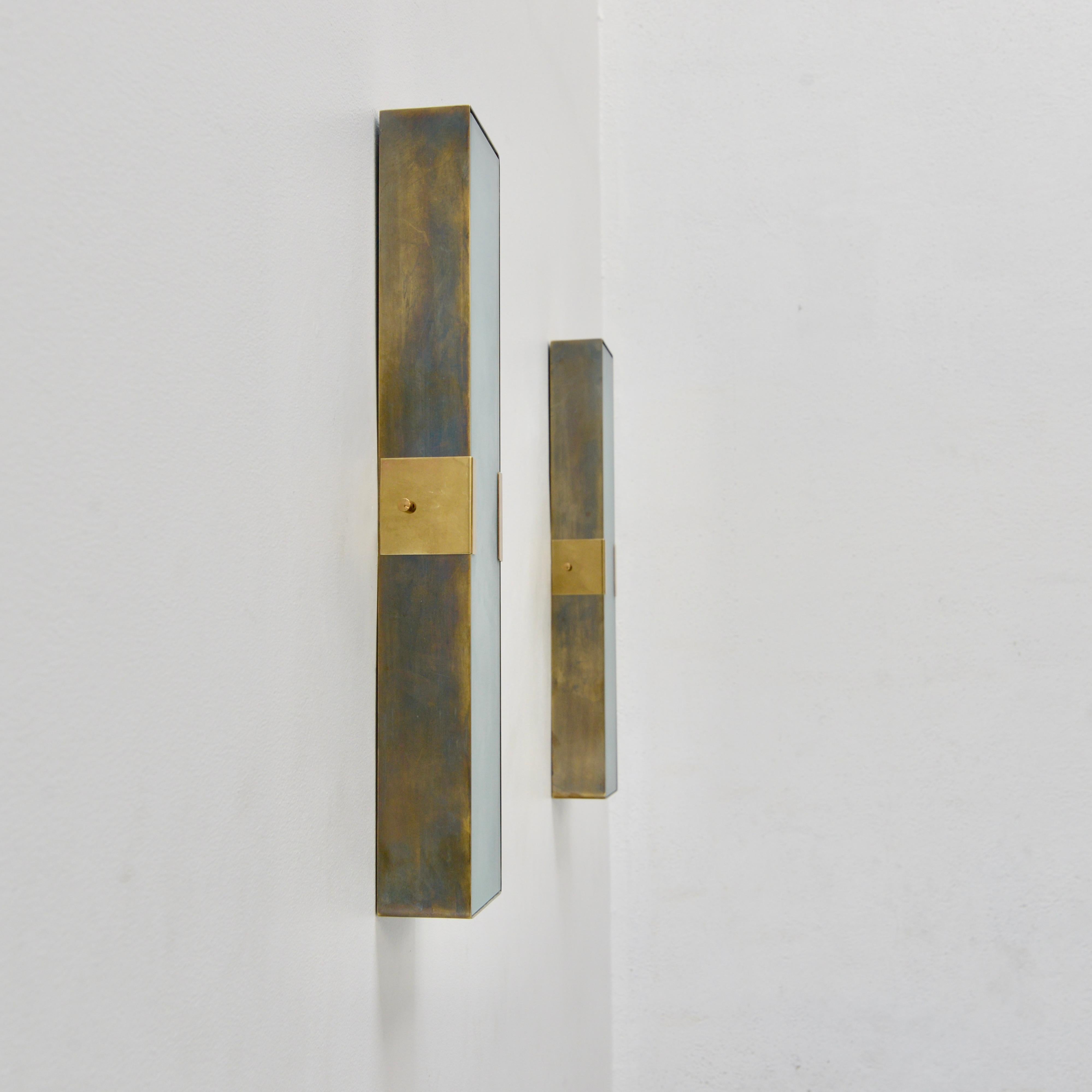 Patinated LUsquare RT Sconce (pb, as) For Sale