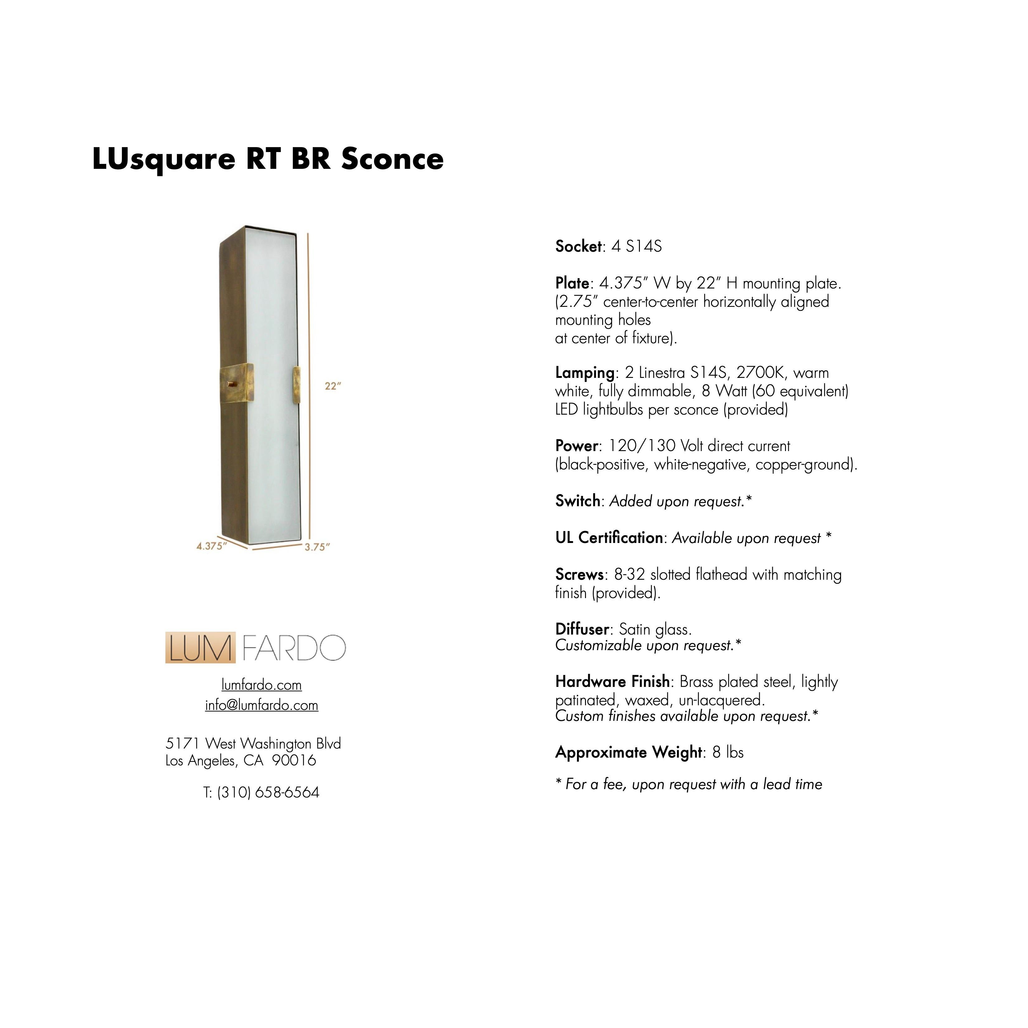 Steel LUsquare RT Sconce PB For Sale