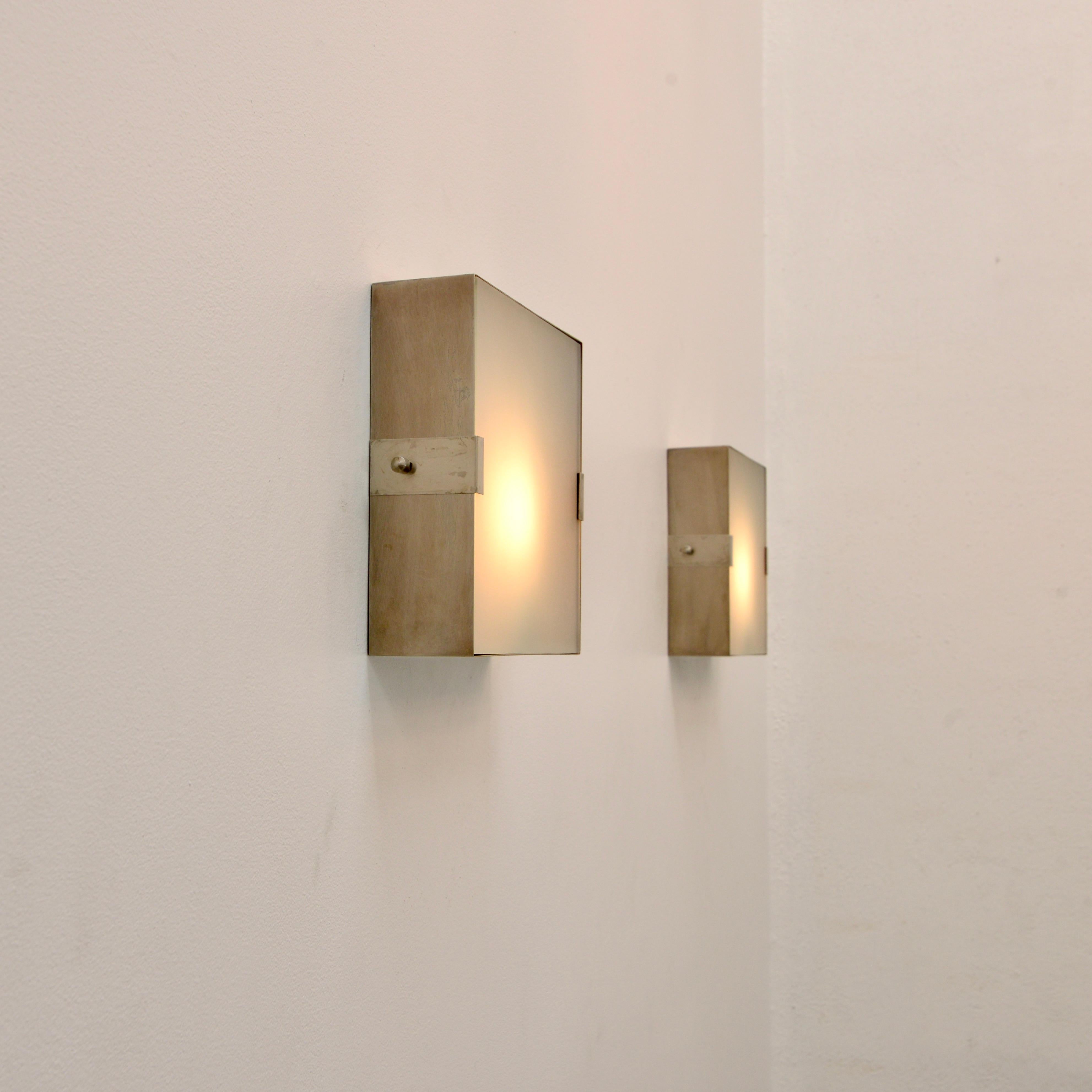 Brass LUsquare Sconce AN For Sale