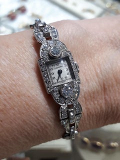 Lusserna Art Deco Diamond and Platinum Cocktail Wristwatch, Circa 1930
