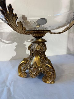 Luxurious gilt bronze and crystal centerpiece in renaissance style Italian