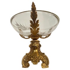 Luxurious gilt bronze and crystal centerpiece in renaissance style Italian