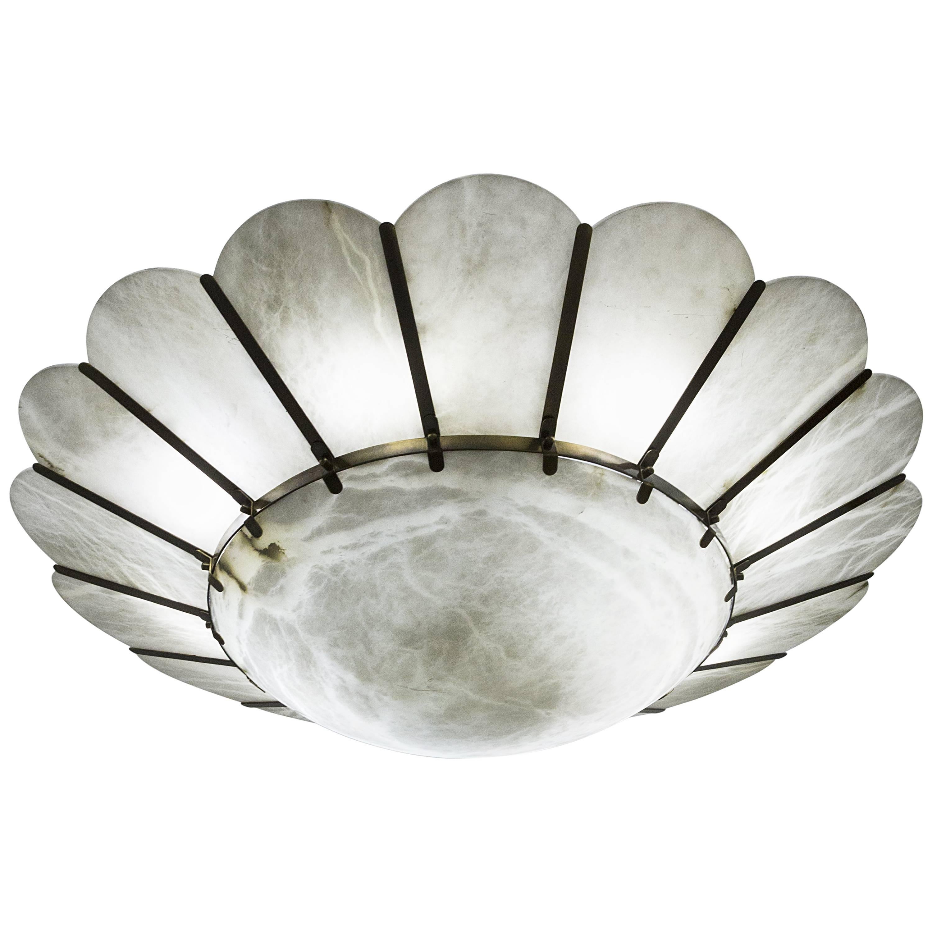 Luster, Burnished Brass and Alabaster, circa 1960, Italy