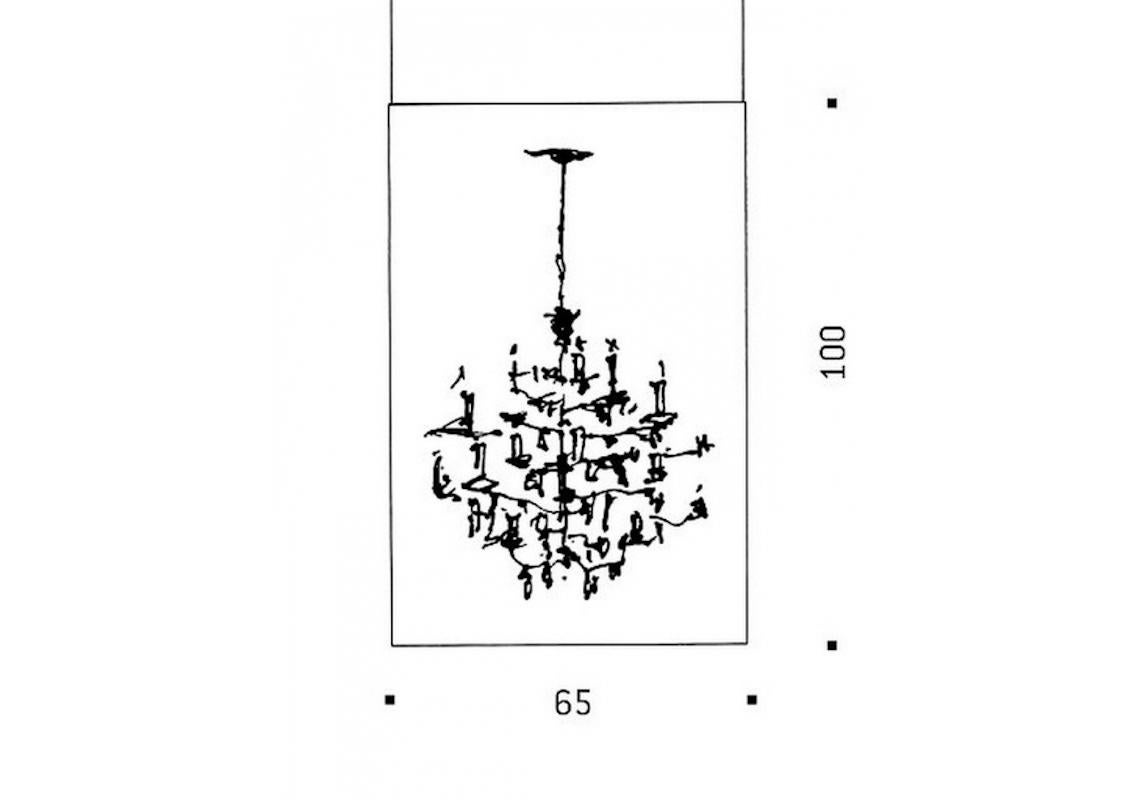 Lüster LED Chandelier in Imprinted Molded Glass by Ingo Maurer in Red or Black  In New Condition For Sale In Rhinebeck, NY