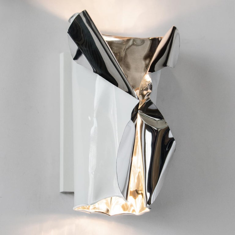 Luster Wall Sconce, HandFormed Polished Aluminum For Sale at 1stDibs