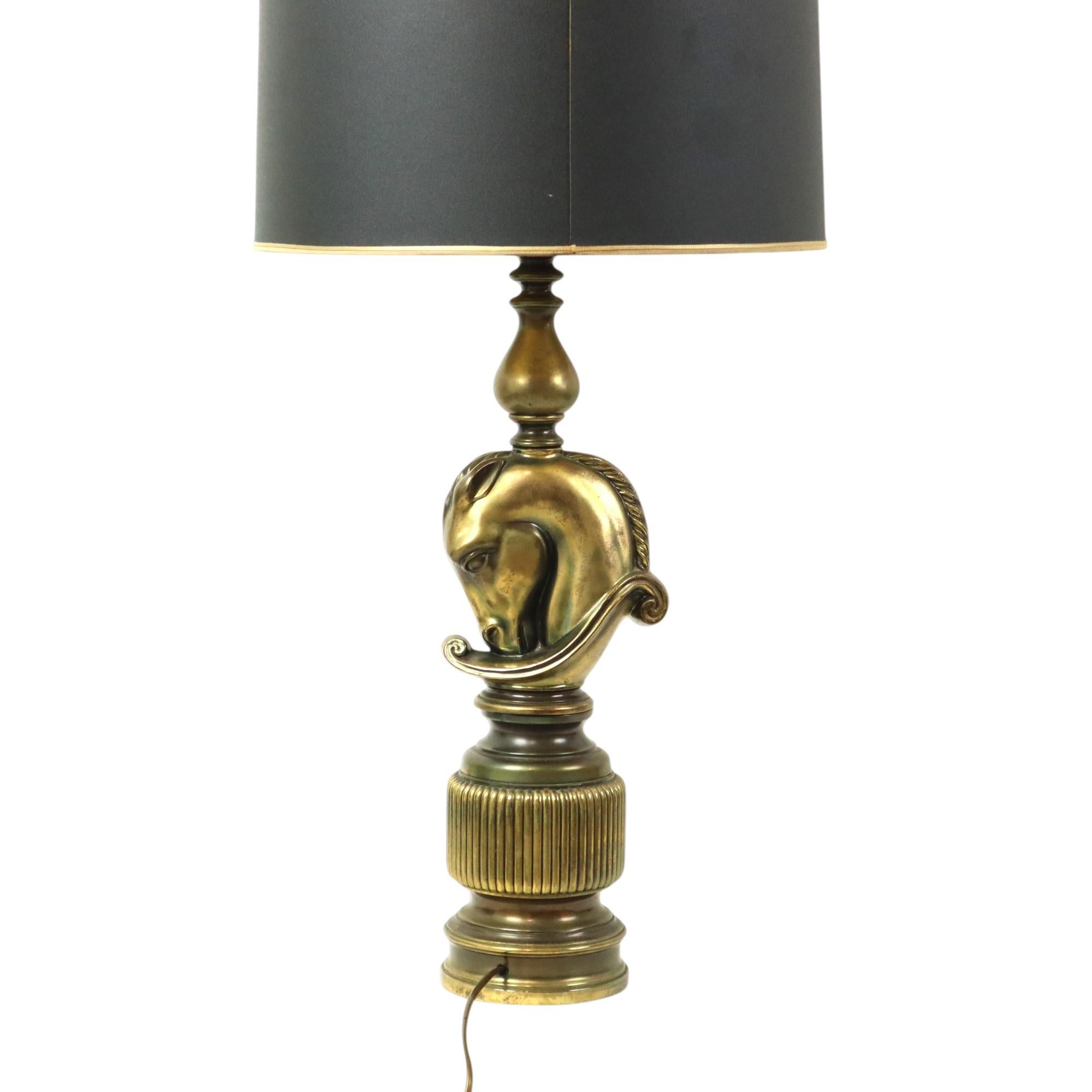 Lusterie Deknudt Vintage Pferdkopf-Tischlampe XL Messing im Angebot 4