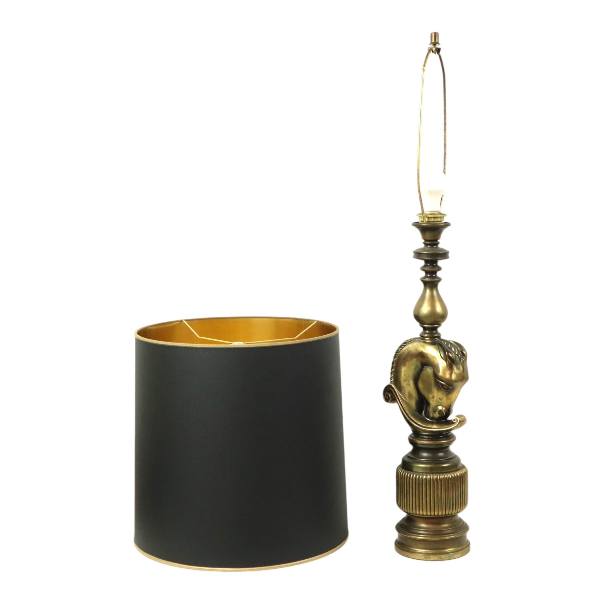 Lusterie Deknudt Vintage Pferdkopf-Tischlampe XL Messing im Angebot 5
