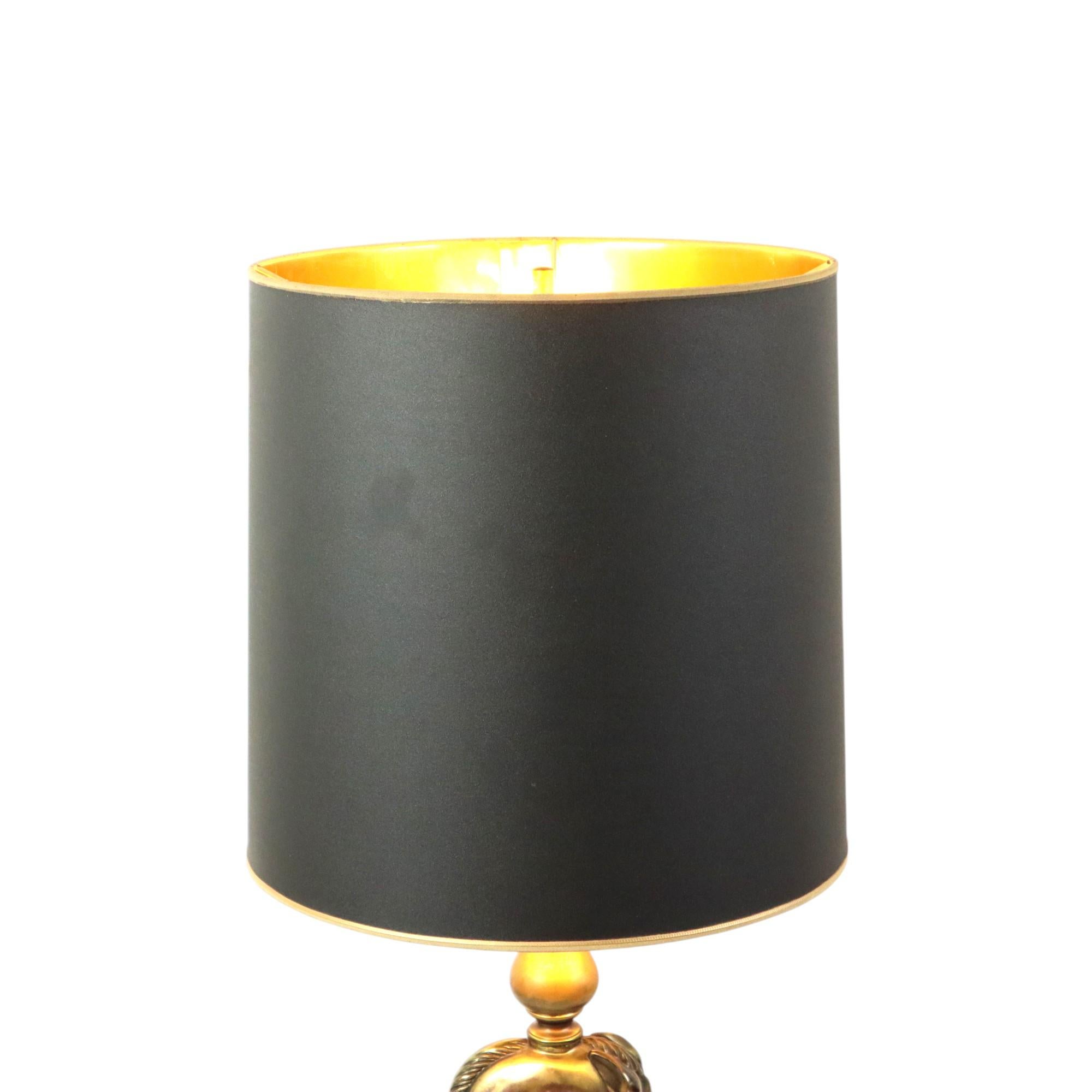Lusterie Deknudt Vintage Pferdkopf-Tischlampe XL Messing (Hollywood Regency) im Angebot