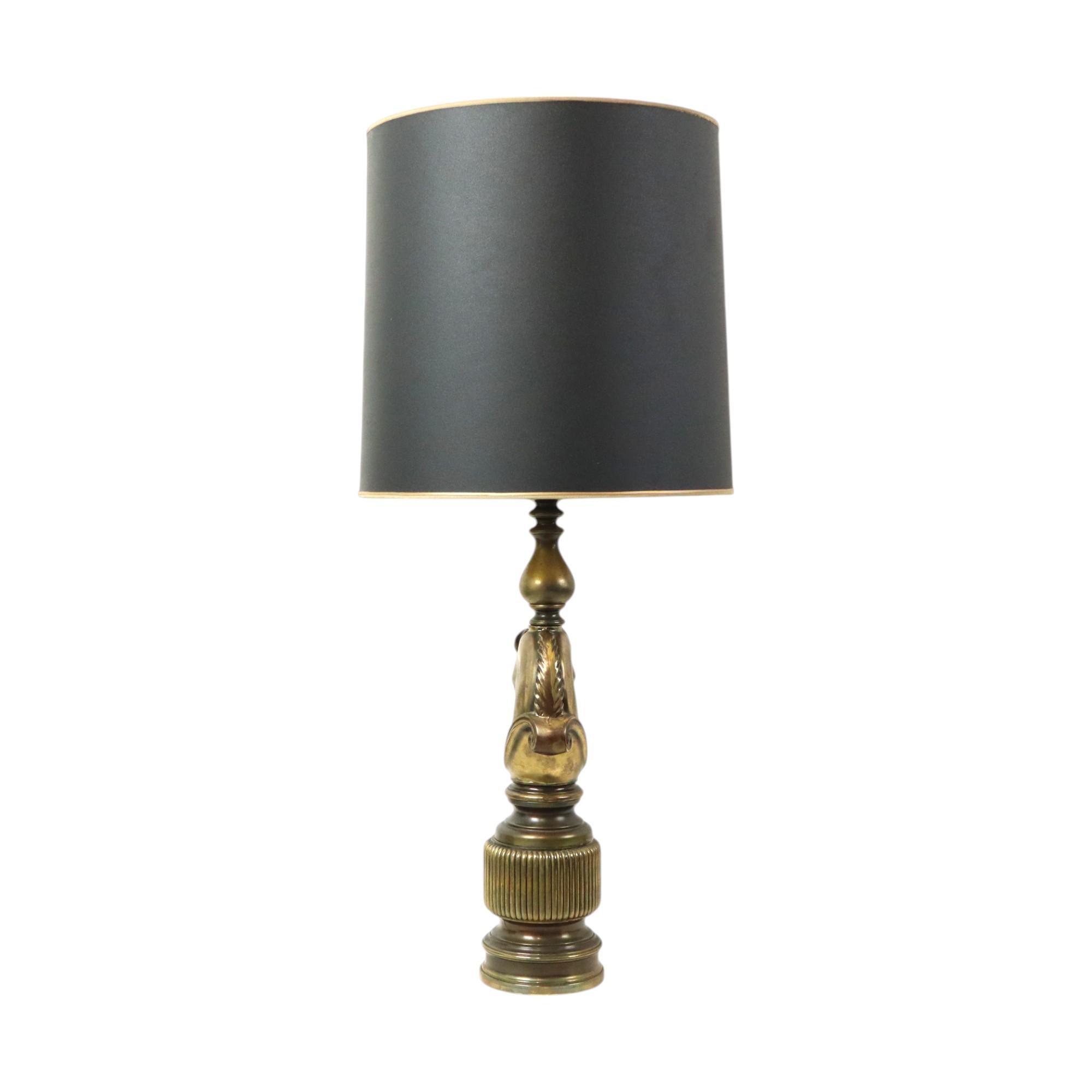 Lusterie Deknudt Vintage Pferdkopf-Tischlampe XL Messing im Angebot 2