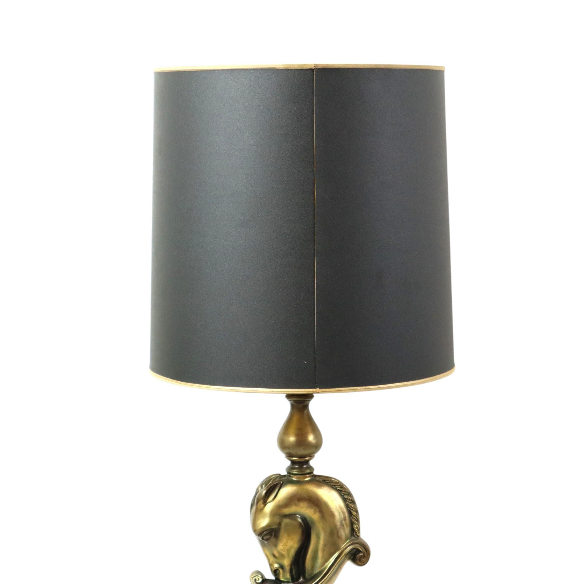 Lusterie Deknudt Vintage Pferdkopf-Tischlampe XL Messing im Angebot 3