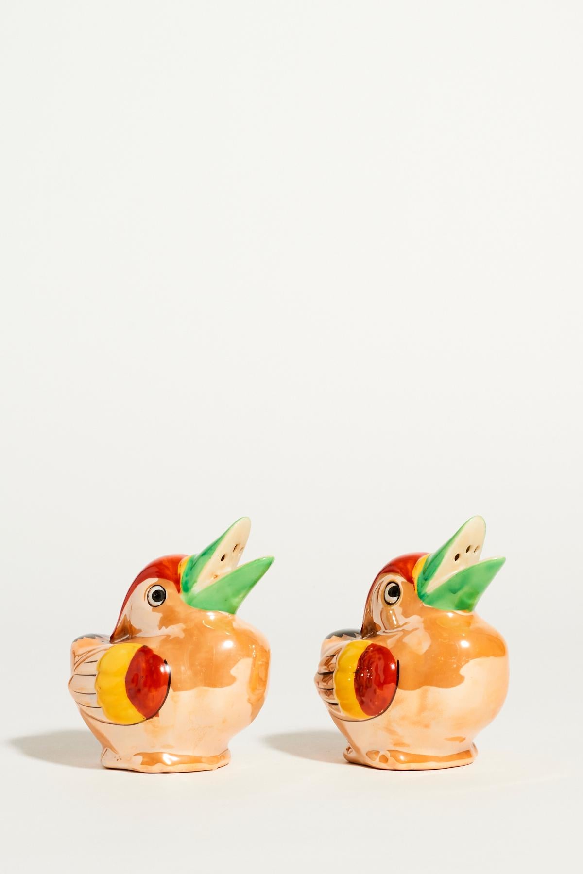 Lusterware salt and pepper shakers with opening and 