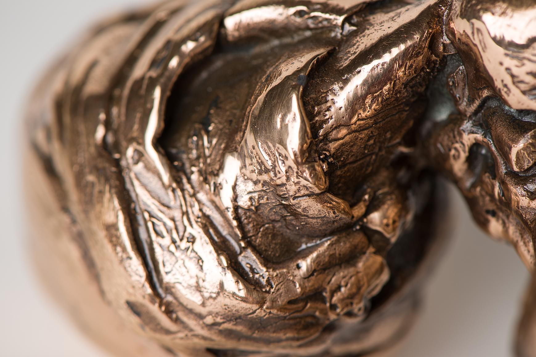 Lustful, contemporary abstract sculpure in cast bronze, polished In New Condition For Sale In Roma, IT