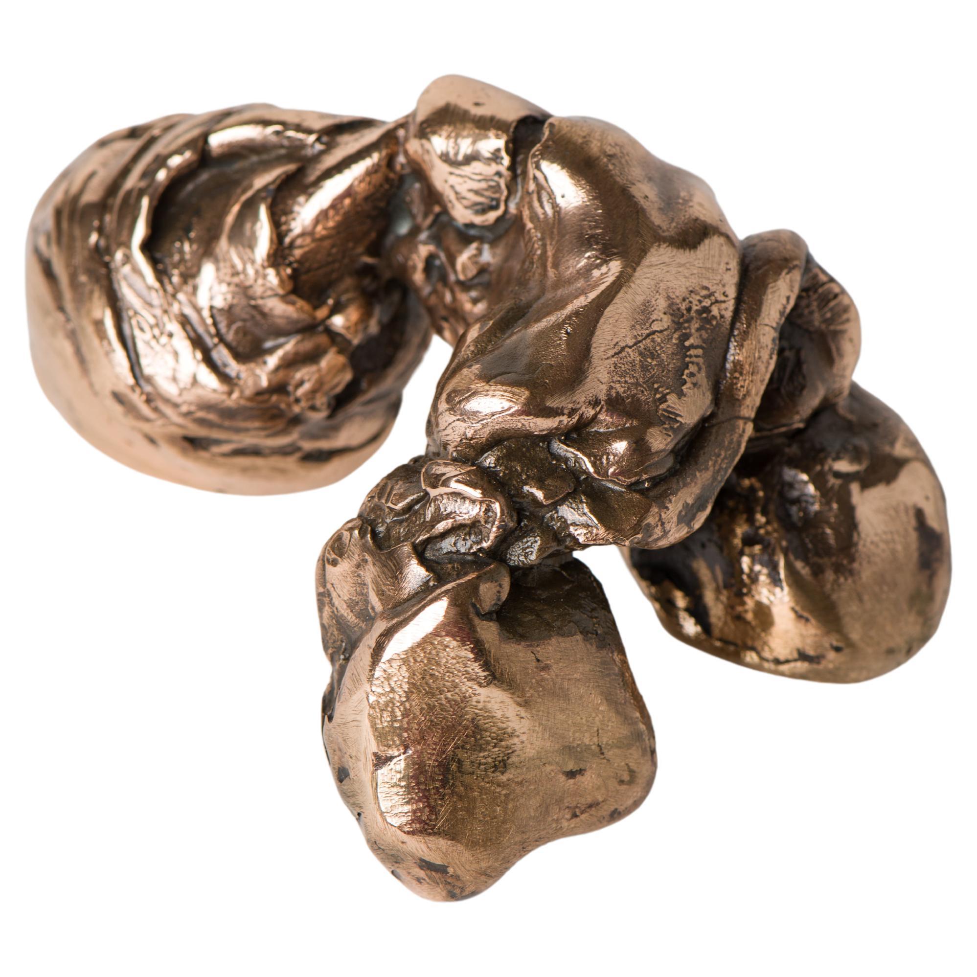 Lustful, contemporary abstract sculpure in cast bronze, polished