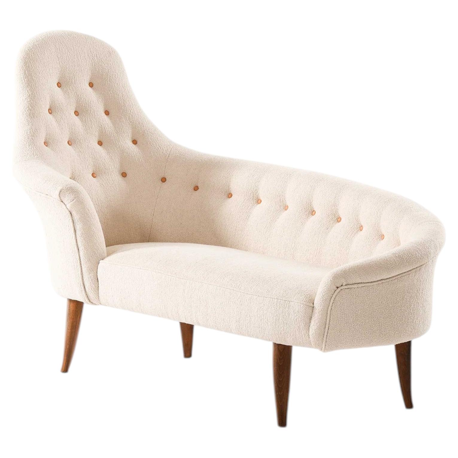 Lustgården Daybed in Beech & Bouclé by Kerstin Hörlin-Holmquist, 1950s For Sale