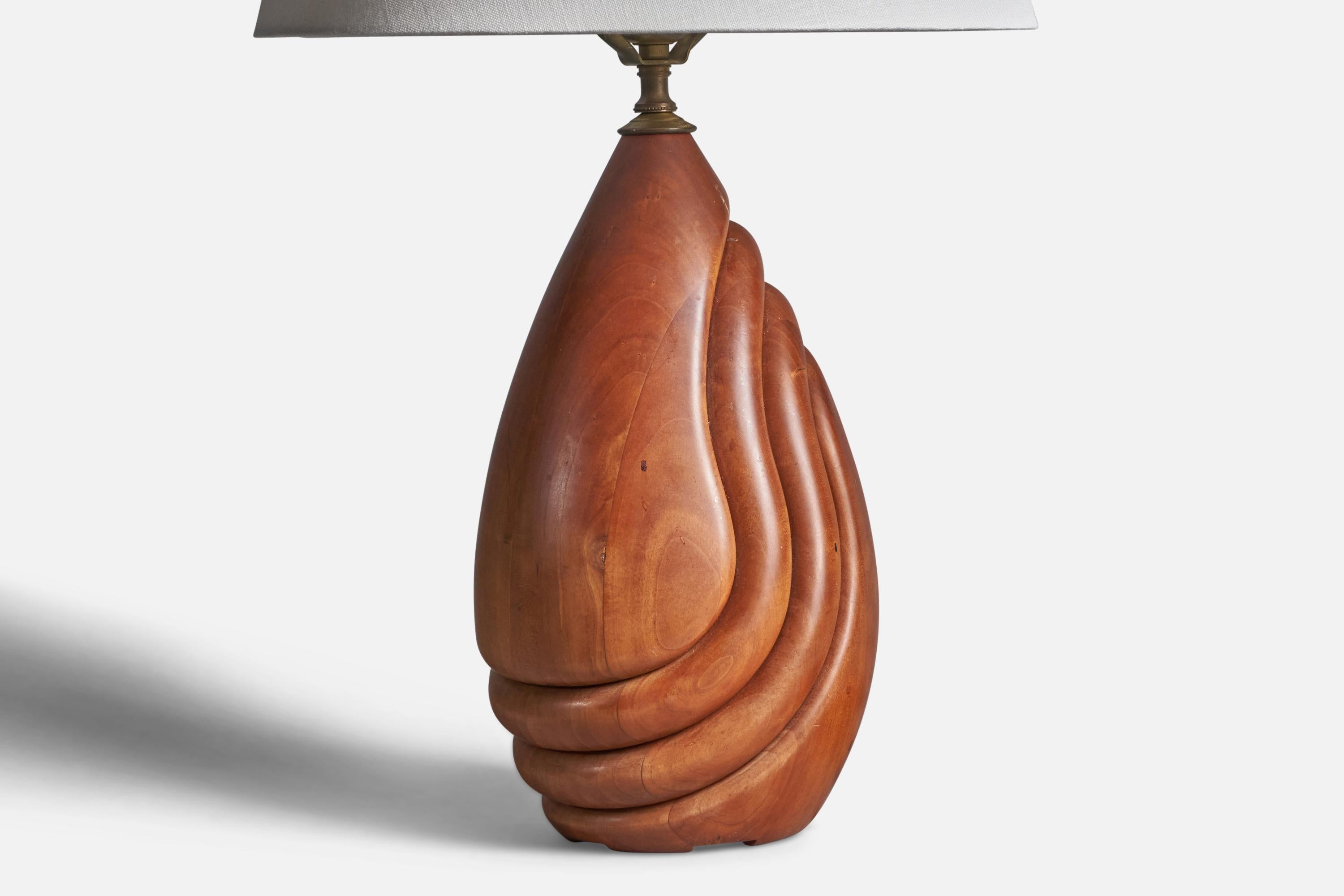 American Lustig, Freeform Table Lamp, Cherry, Brass, USA, 1980 For Sale