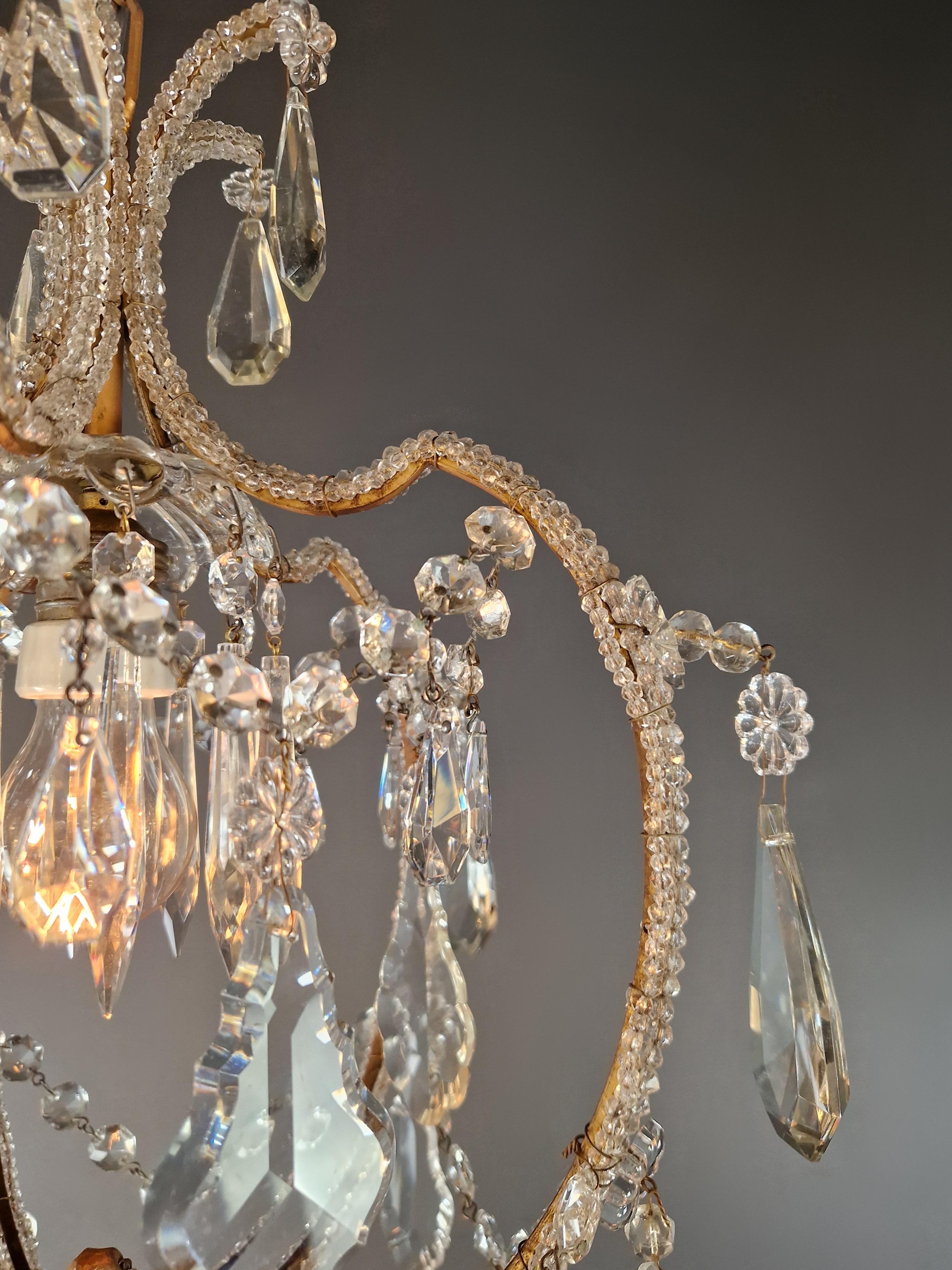 Lustré A Cage Chandelier Crystal Ceiling Antique Art Deco For Sale 4