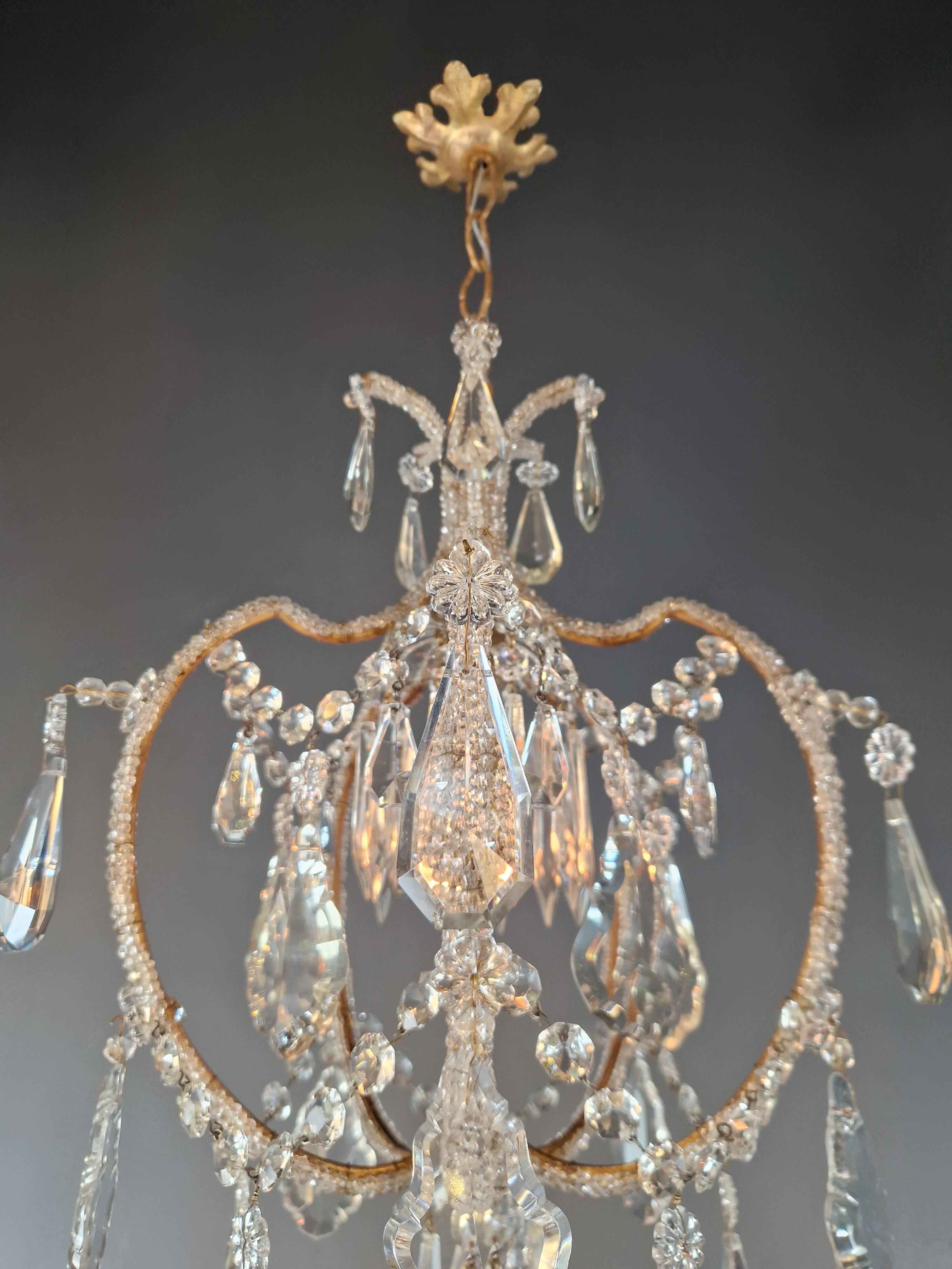 Mid-20th Century Lustré A Cage Chandelier Crystal Ceiling Antique Art Deco For Sale