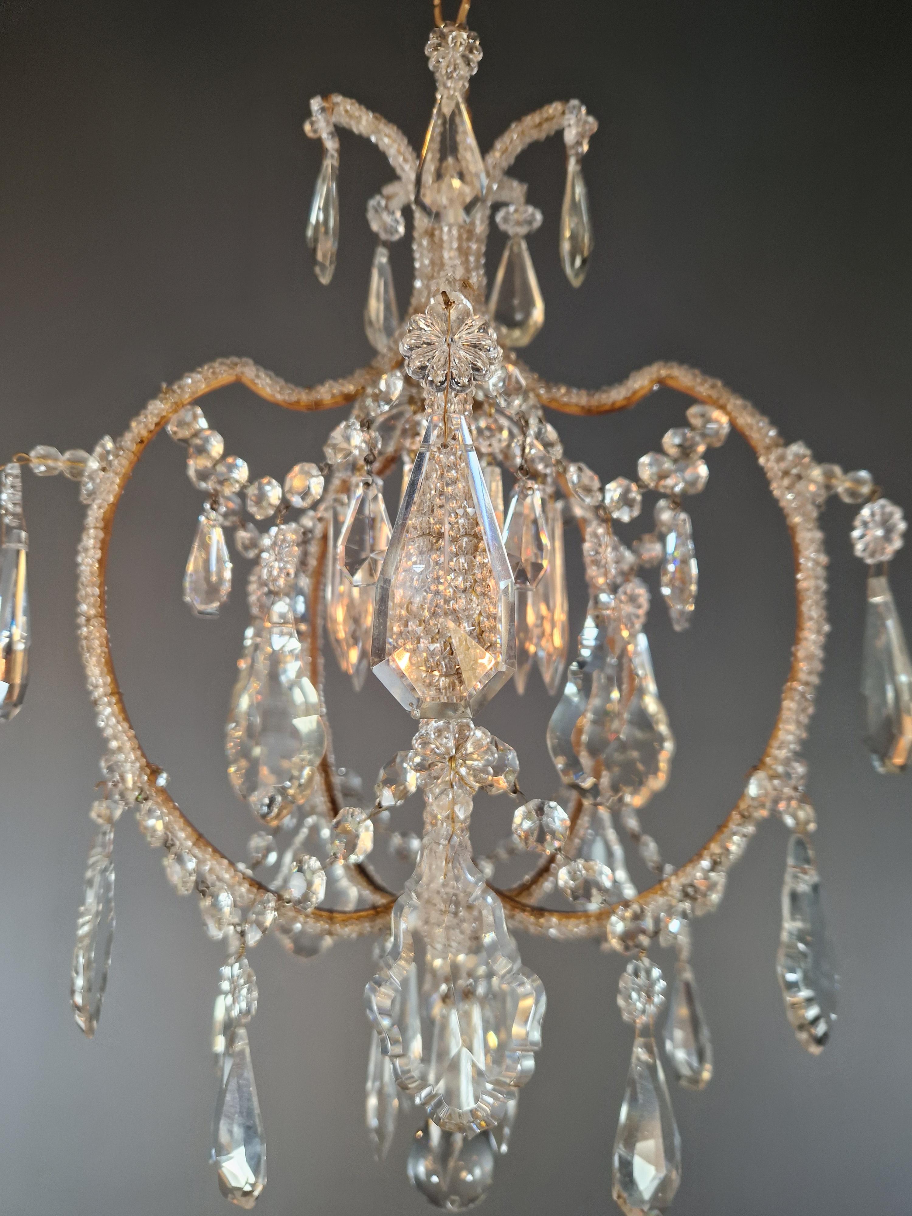 Lustré A Cage Chandelier Crystal Ceiling Antique Art Deco For Sale 2