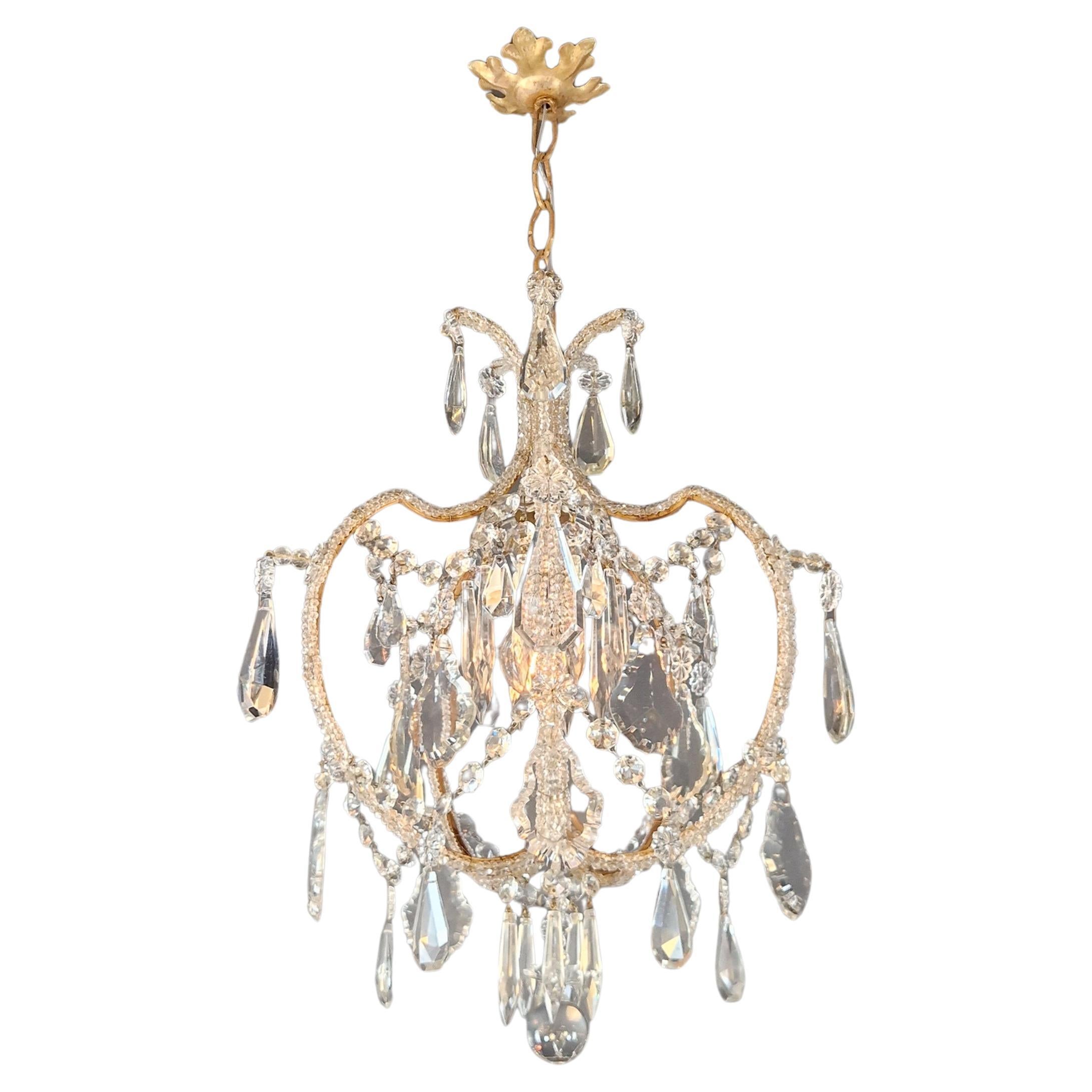 Lustre Lustré A Cage Plafond Cristal Antique Art Déco