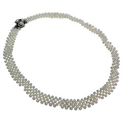 【Lustre Arc】 Baby Akoya Pearl Choker Necklace with 14K White Gold Clasp