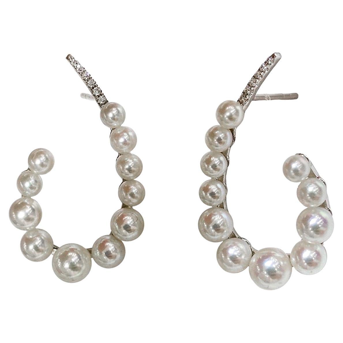 Geometria scolpita 【Arco scultoreo Aurora Orecchini di perle Akoya e diamanti
