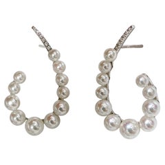 Geometria scolpita 【Arco scultoreo Aurora Orecchini di perle Akoya e diamanti