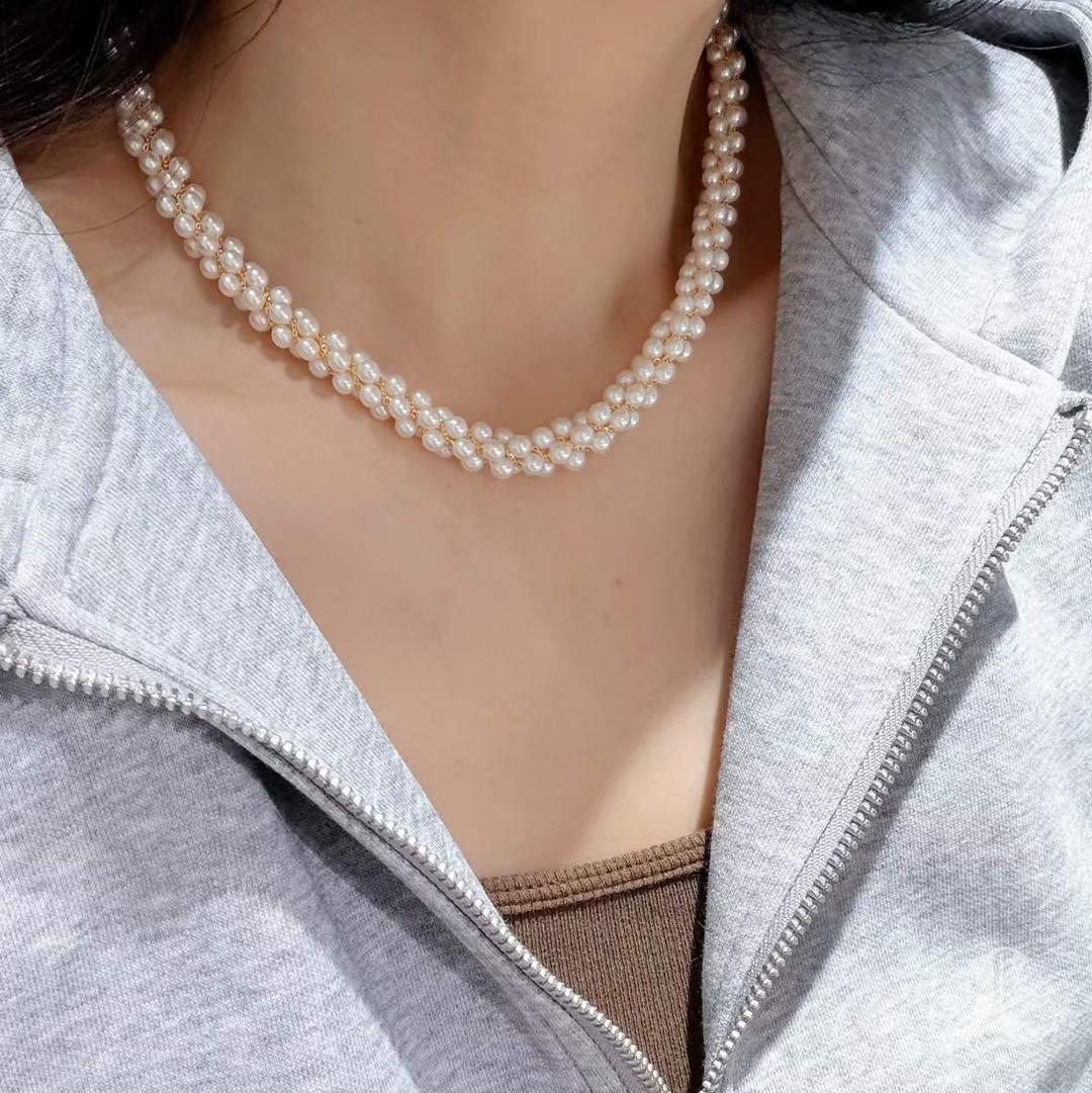 Grezzo Arco di lucentezza TASAKI - Collana di perle Akoya a doppio filo filettato in vendita