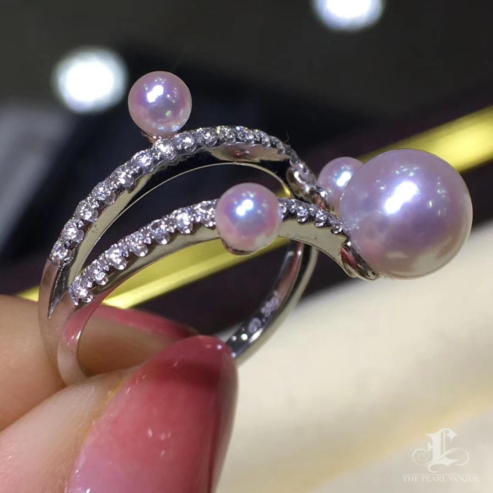 Anello con perle e diamanti rosa oversize in oro bianco 18 carati In condizioni Nuovo in vendita a New York, NY