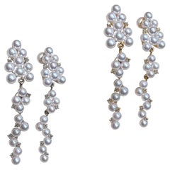 Orecchini a cascata di diamanti con perle Akoya del bambino Aurora