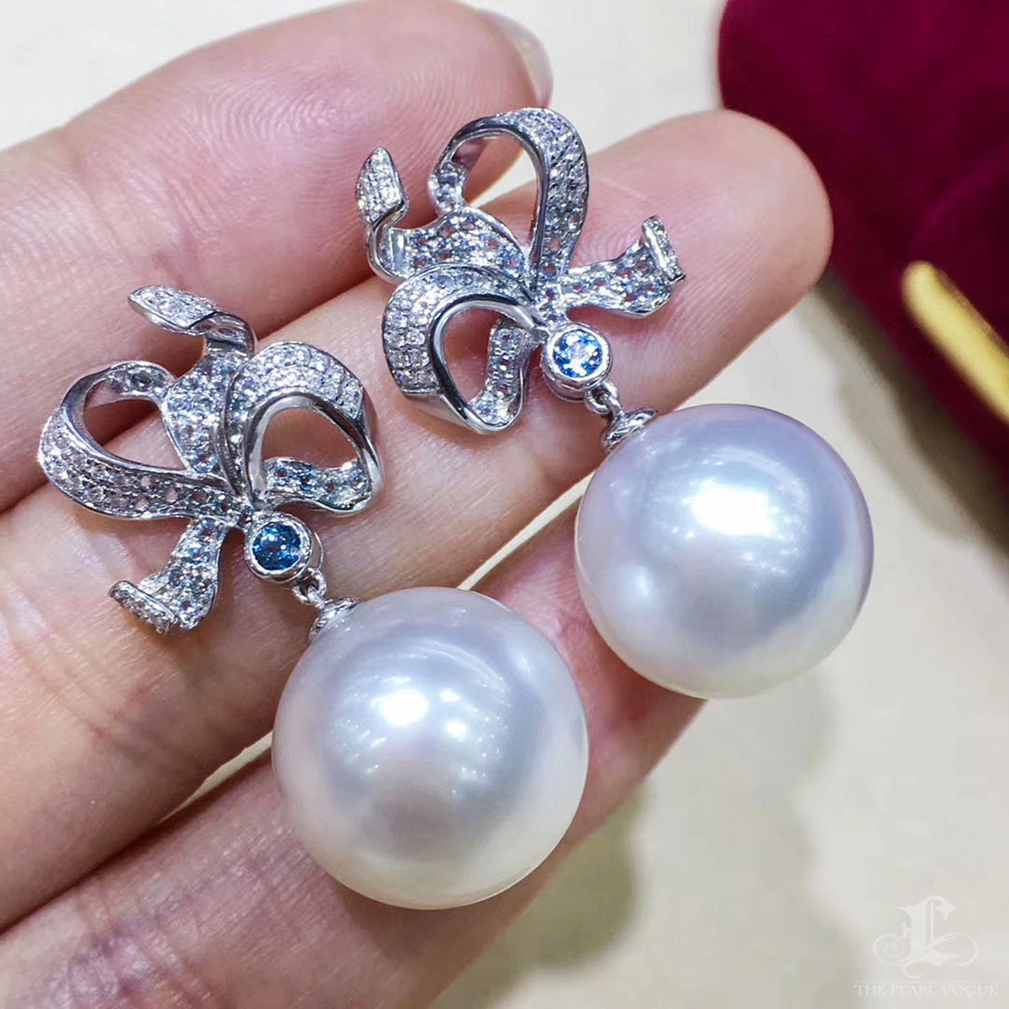 【Lustre Arc】Aurora Bogen Südsee Perle & Diamant Topas Ohrringe im Zustand „Neu“ im Angebot in New York, NY