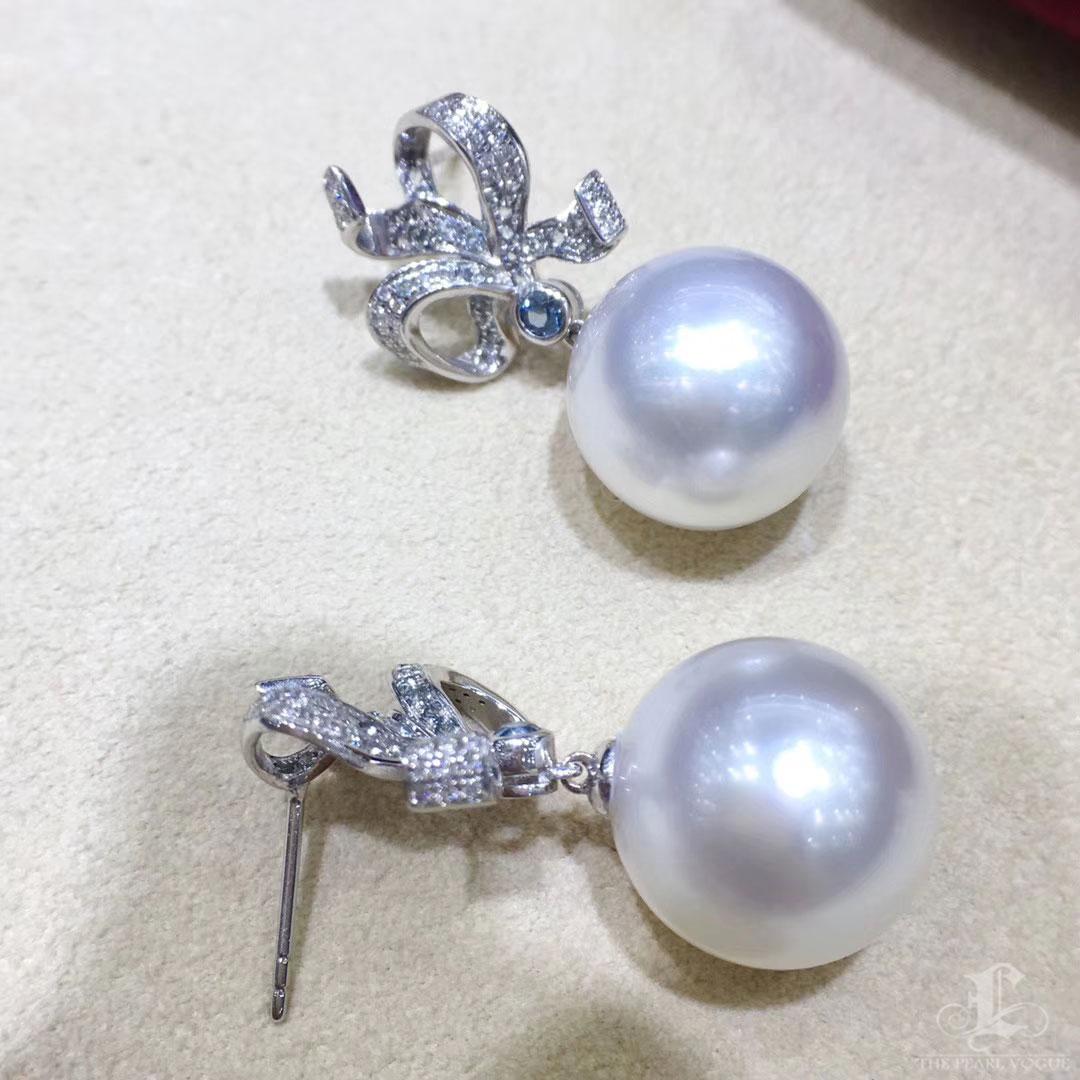 【Lustre Arc】Aurora Bogen Südsee Perle & Diamant Topas Ohrringe im Angebot 3