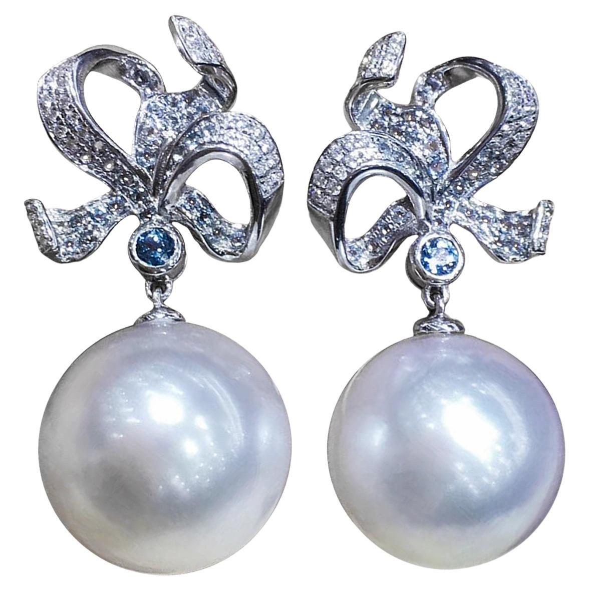 【Lustre Arc】Aurora Bogen Südsee Perle
Diamant Topas Ohrringe