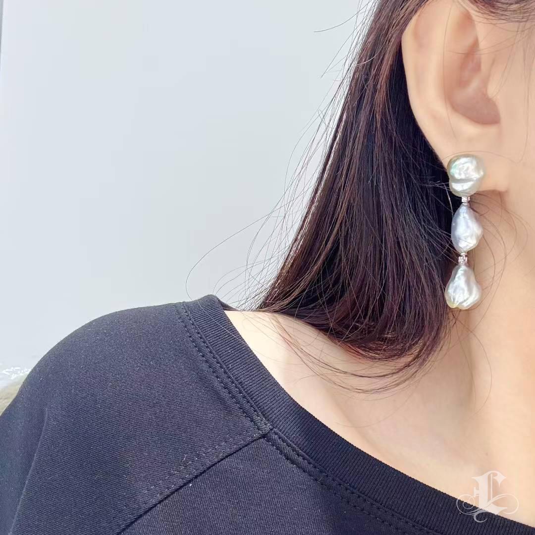 【Lustre Arc】Aurora Keshiscape Südsee Perlen Ohrringe baumeln (Ungeschliffen) im Angebot