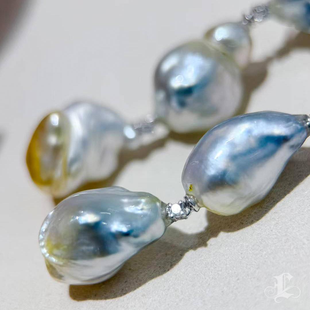 【Lustre Arc】Aurora Keshiscape Südsee Perlen Ohrringe baumeln im Zustand „Neu“ im Angebot in New York, NY